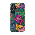 Tropical Posy Samsung Galaxy S26 Case – Glossy | teal, magenta, yellow, pink vibrant botanical floral print