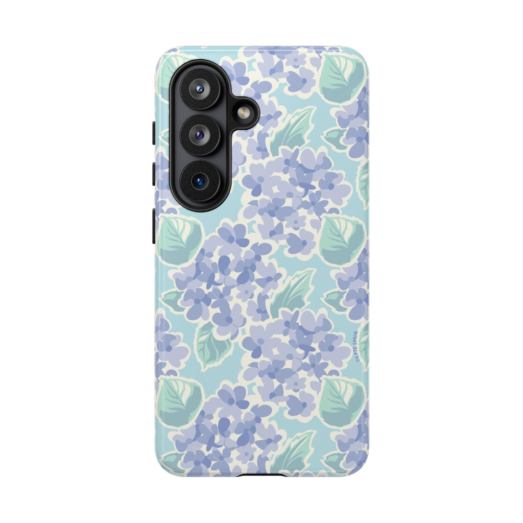 Luxury Nantucket Hydrangea Samsung Galaxy S26 Case – Glossy | periwinkle, sky blue, mint hydrangea floral print