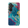 Luxury Reef Samsung Galaxy S26 Case – Glossy | teal, navy, magenta, olive coral reef print