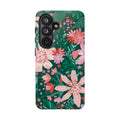 Tropical Bonaire Samsung Galaxy S26 Case – Glossy | jade, pink, white tropical floral botanical print