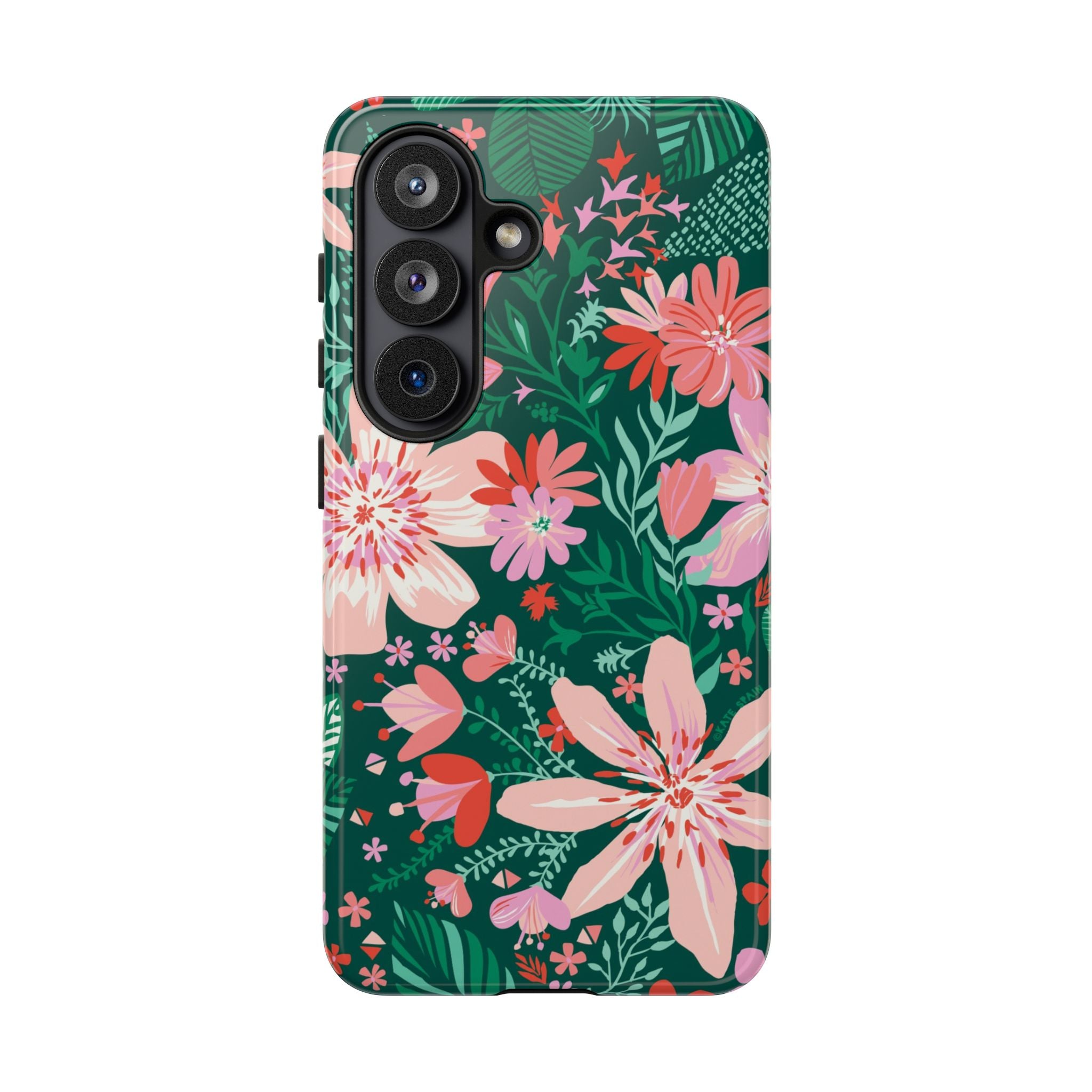 Tropical Bonaire Samsung Galaxy S26 Case – Glossy | jade, pink, white tropical floral botanical print