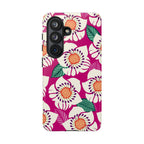 Artistic Panache Samsung Galaxy S26 Case – Glossy | berry, cream white, peach anemone floral print