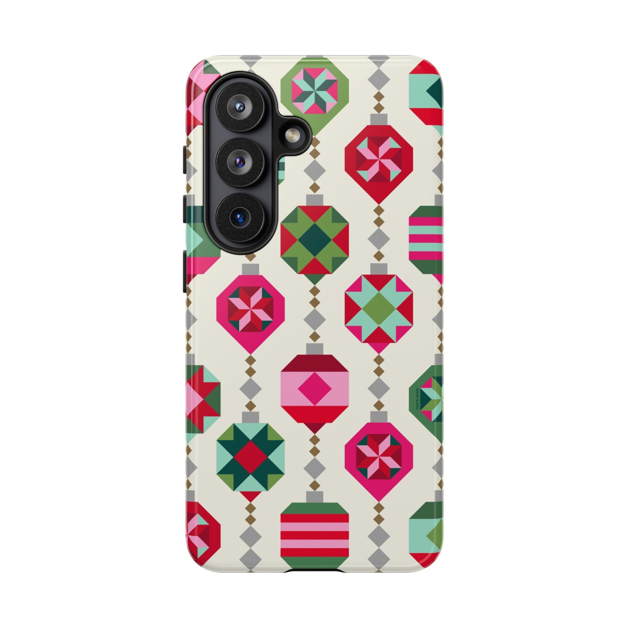 Felicity Ornaments Samsung Galaxy S23 Case – Glossy | cream, red, pink, green, mint geometric quilted ornament print