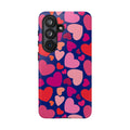 Hearts Samsung Galaxy S26 Case – Glossy | navy, pink, blush, red heart print