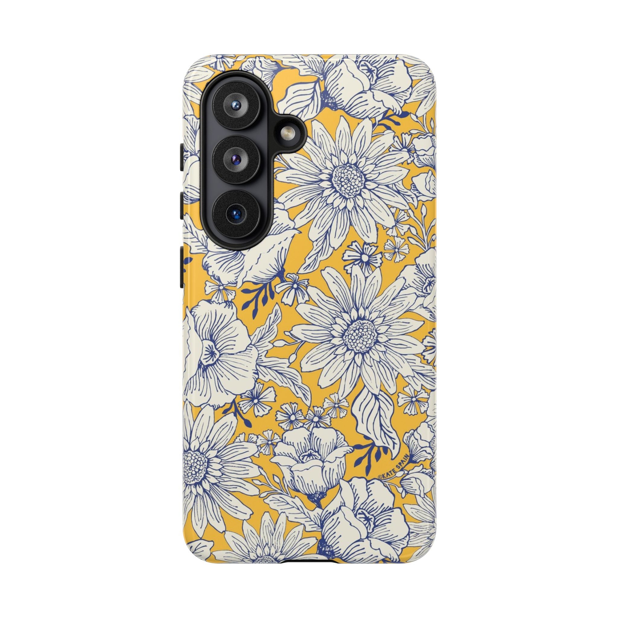 Luxury Jardin Samsung Galaxy S26 Case – Glossy | yellow, cream, blue botanical floral print