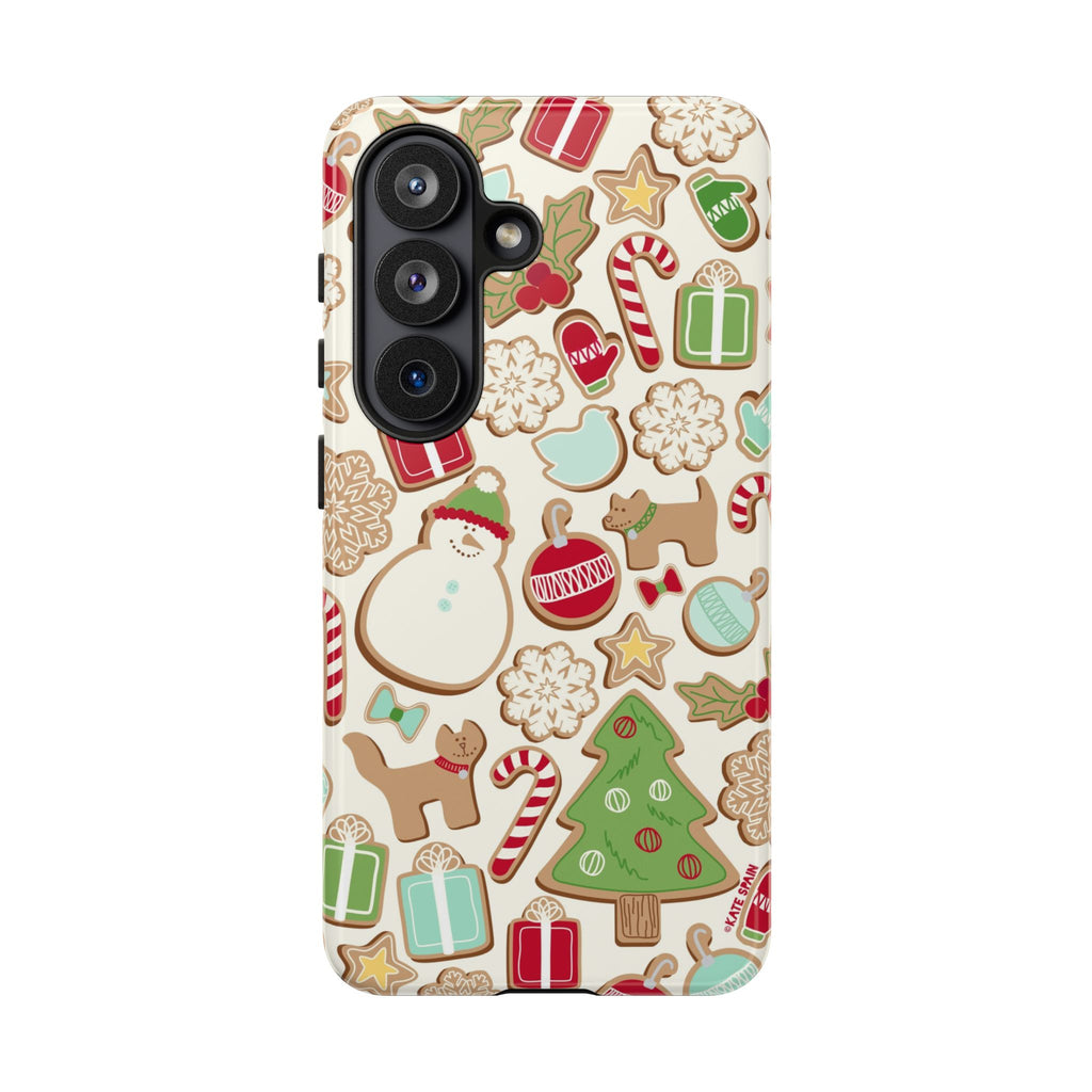 Gingerbread Cookies Samsung Galaxy S26 Plus Case – Matte | cream, red, green gingerbread holiday cookie print