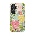 Cute Tropica Samsung Galaxy S26 Case – Glossy | cream, pink, yellow, blue botanical floral print