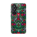 Rosemaling Samsung Galaxy S26 Case – Glossy | forest green, red, pink rosemaling floral print