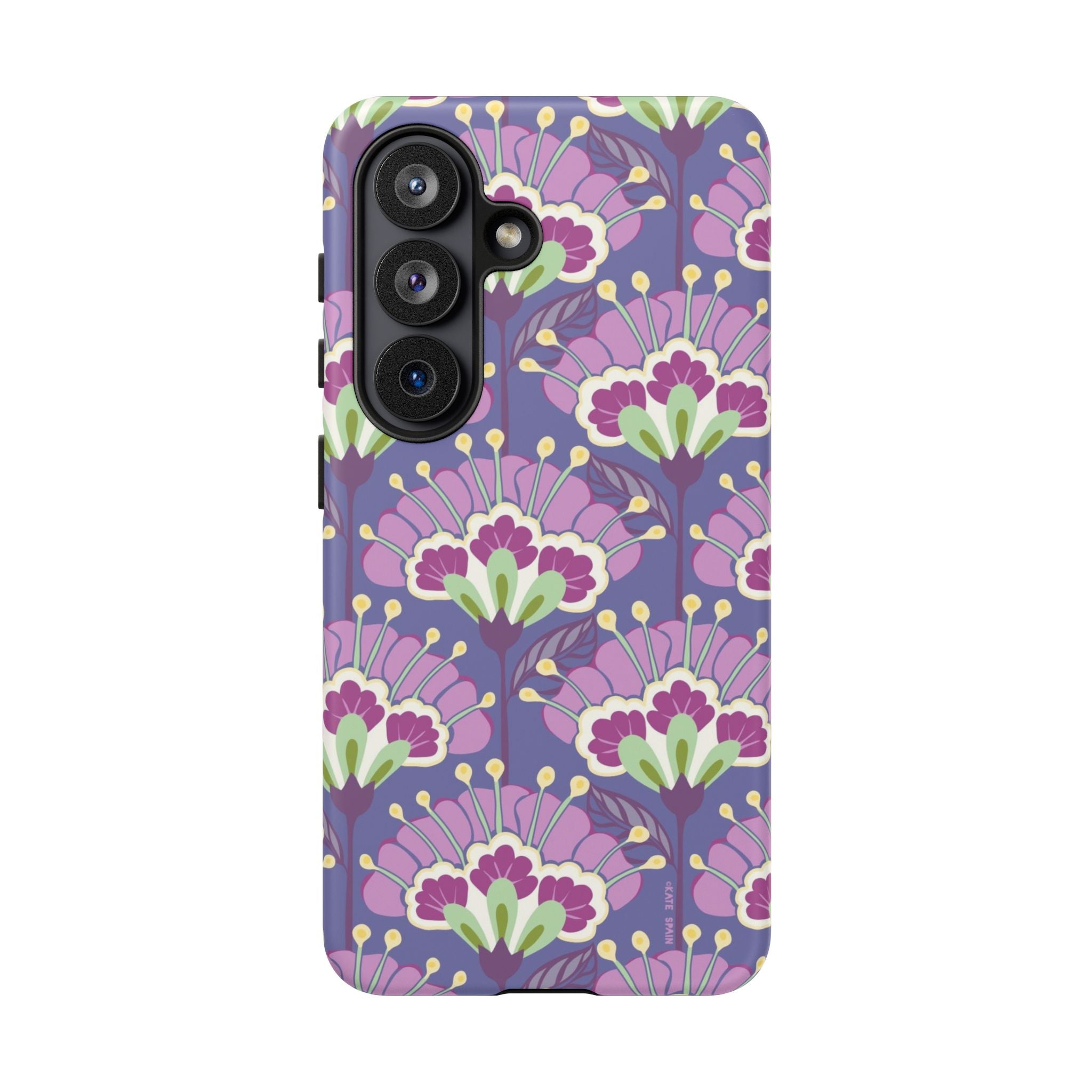 Luxury Lantern Flower Samsung Galaxy S26 Case – Matte | mauve, purple, lime green floral print
