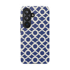 Luxury Sailor's Knot Samsung Galaxy S26 Case – Matte | navy, cream nautical rope knot lattice printbackground