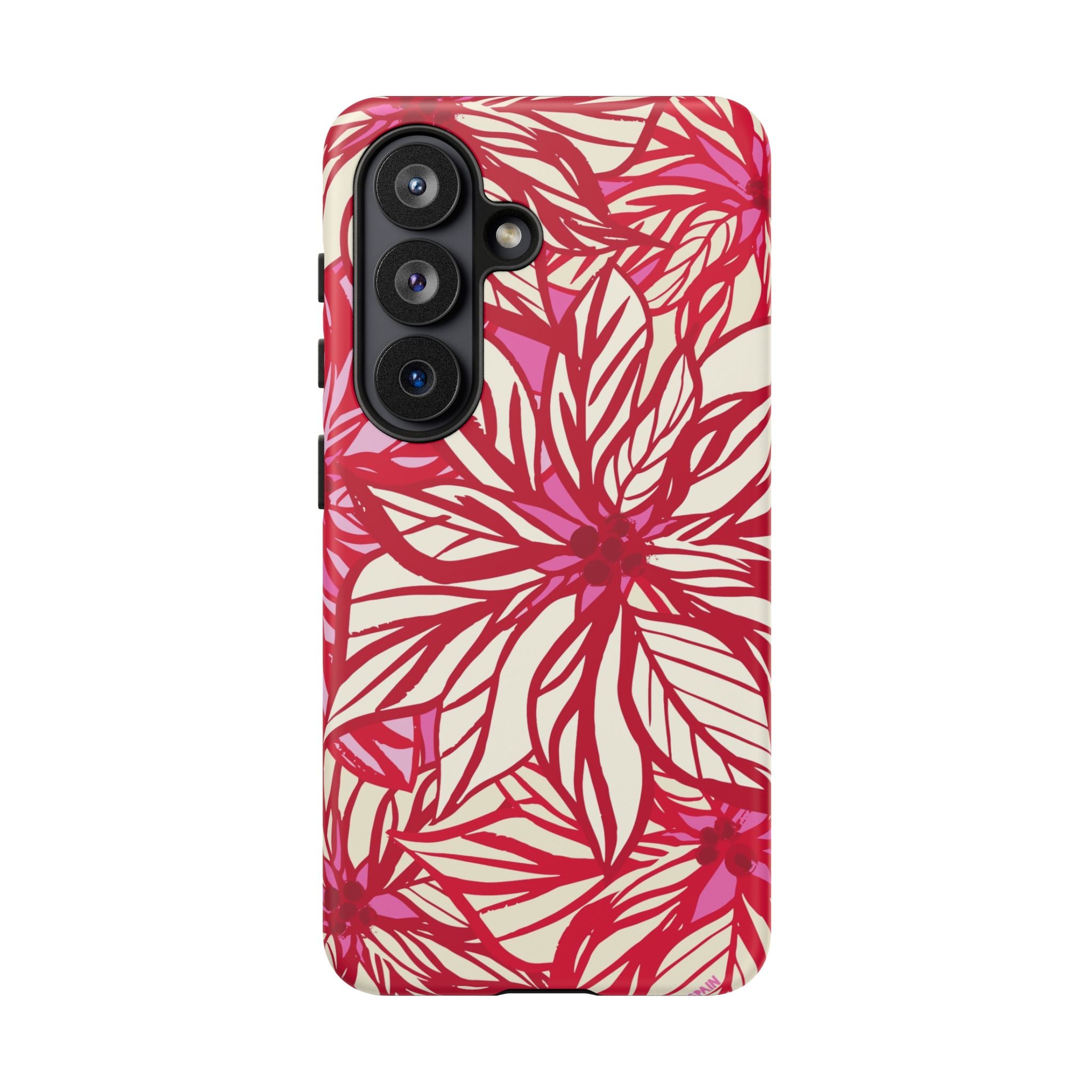 Poinsettia Samsung Galaxy S26 Case – Matte | cream, red, pink poinsettia botanical print
