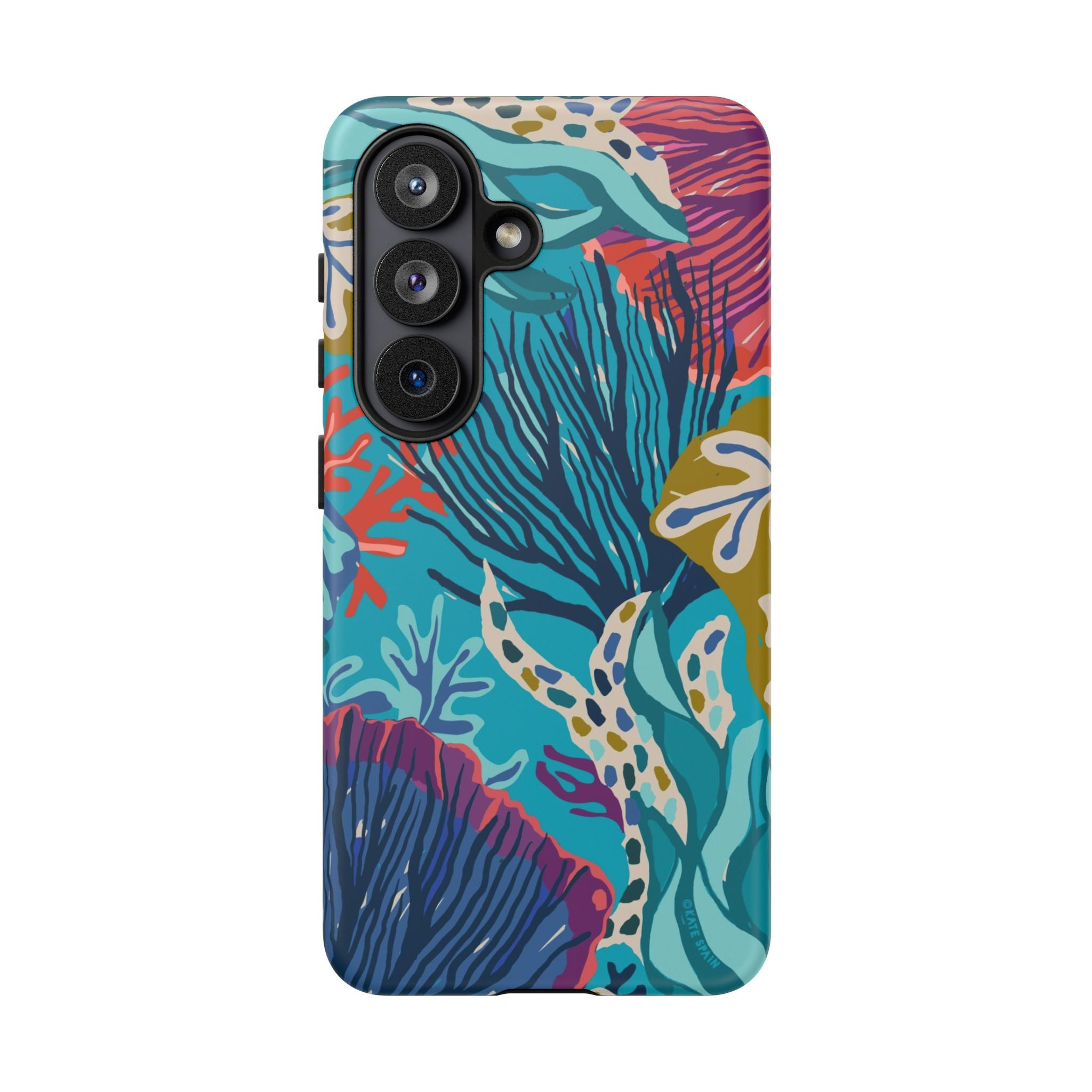 Luxury Reef Samsung Galaxy S26 Case – Matte | teal, navy, magenta, olive coral reef print