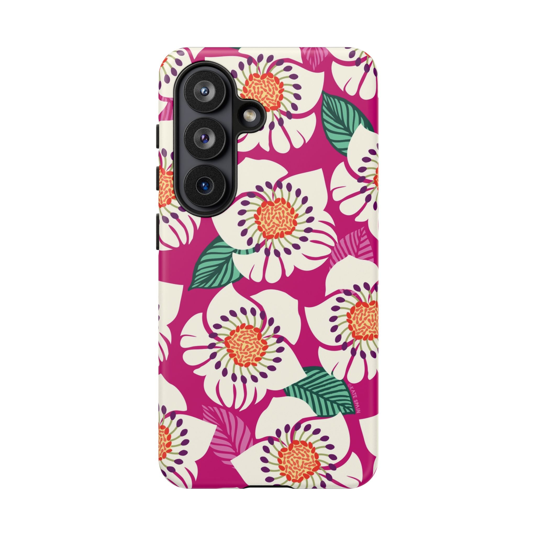 Artistic Panache Samsung Galaxy S26 Case – Matte | berry, cream white, peach anemone floral print