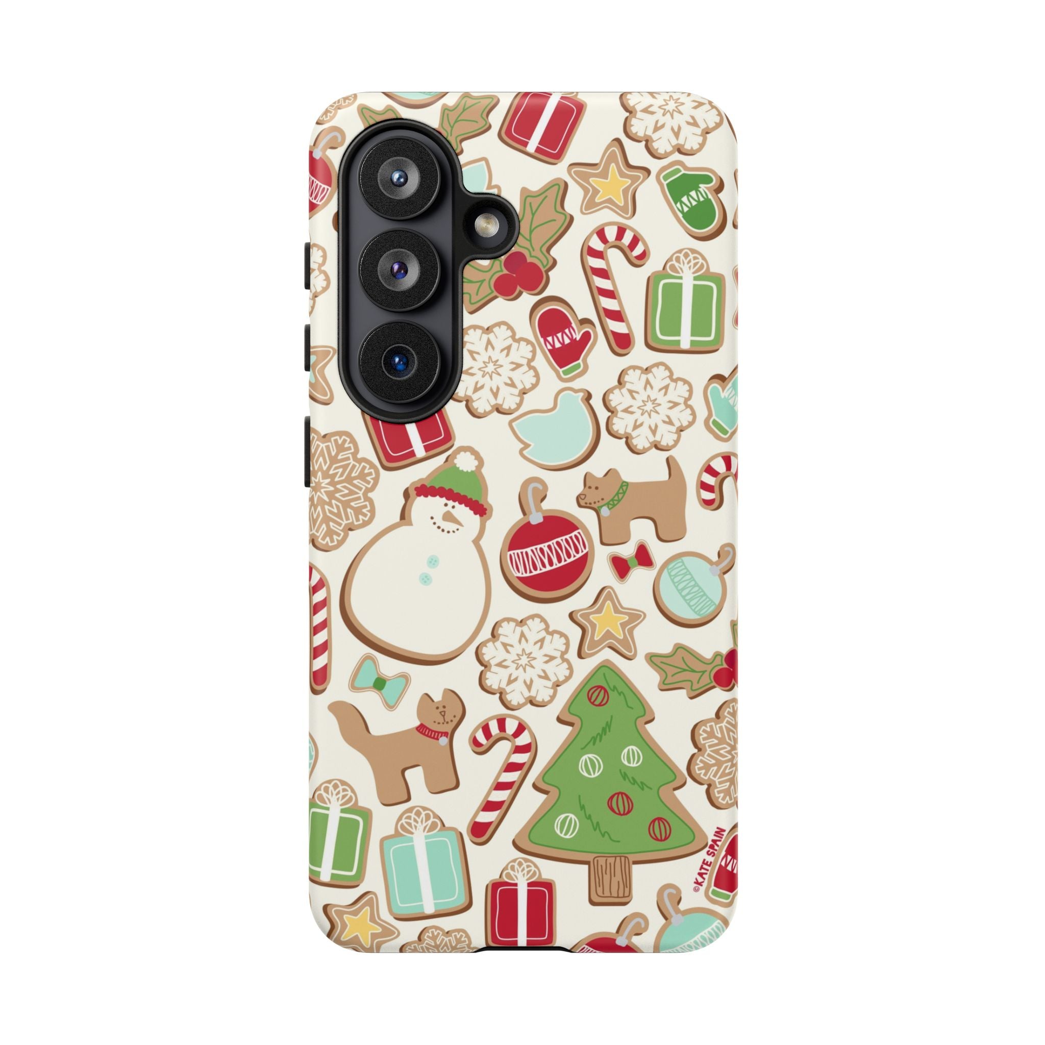 Gingerbread Cookies Samsung Galaxy S26 Ultra Case – Glossy | cream, red, green gingerbread holiday cookie print