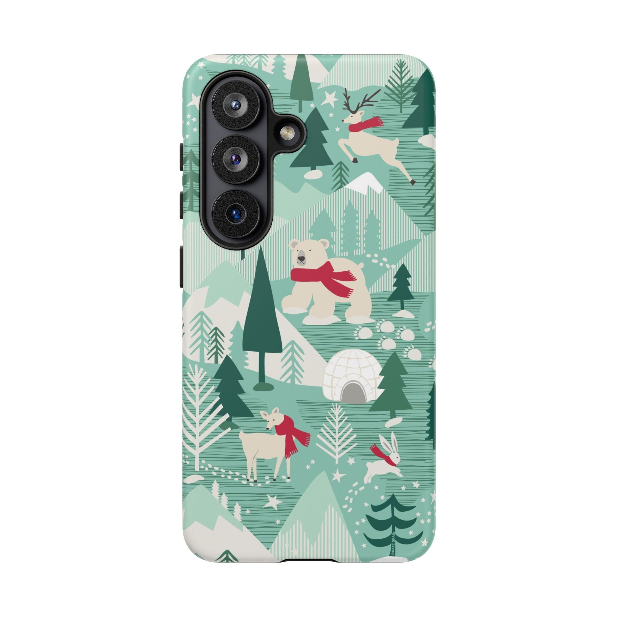Arctica Winter Samsung Galaxy S26 Case – Matte | aqua, evergreen, white, animal frolic winter wonderland print