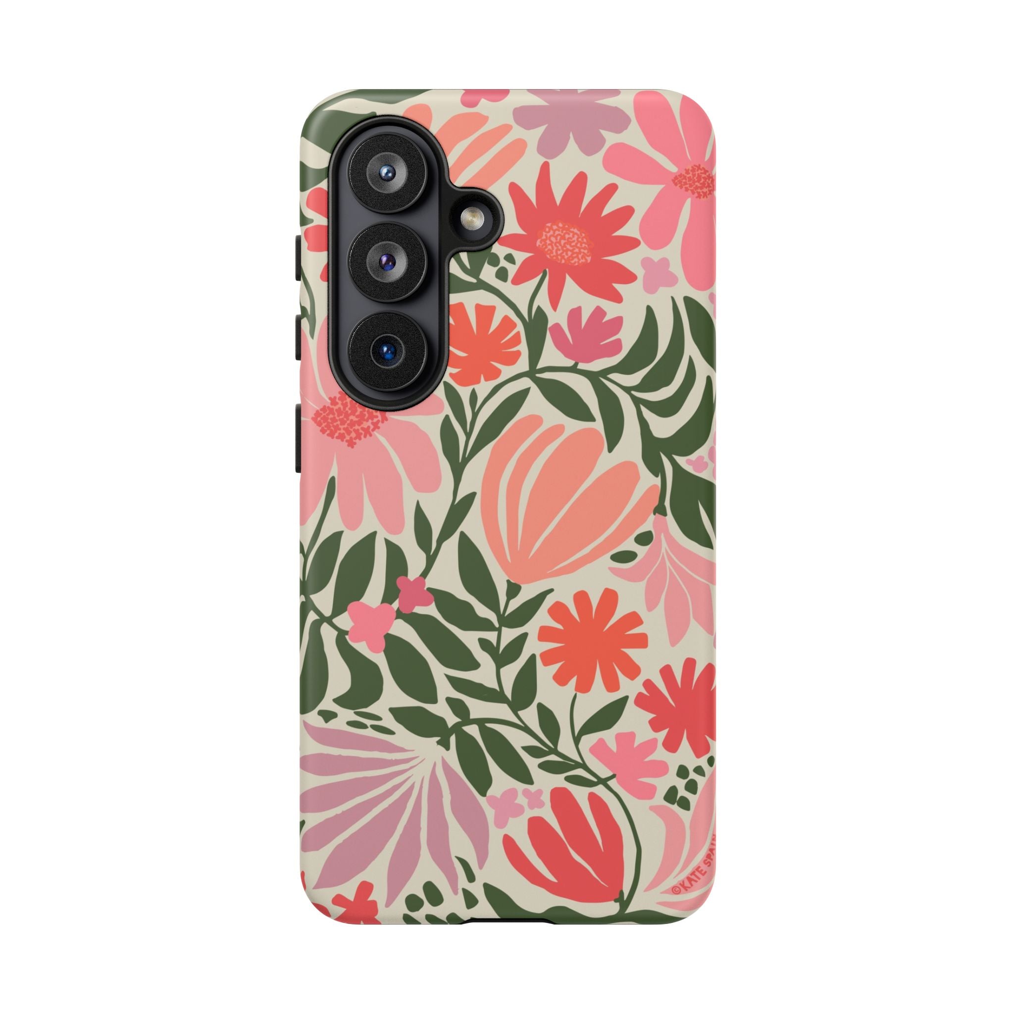 Luxury Botanica Samsung Galaxy S26 Case – Matte | cream, coral, pink botanical wildflower print