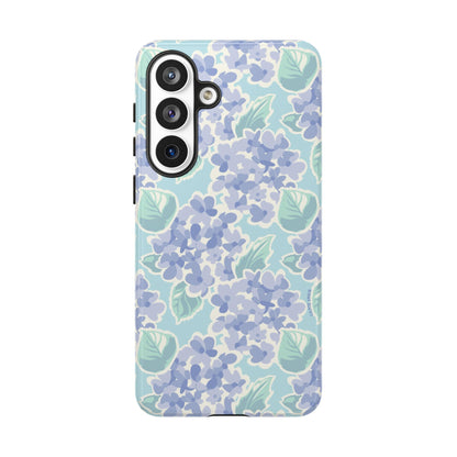 Luxury Nantucket Hydrangea Samsung Galaxy S26 Plus Case – Glossy | white, lavender, mint watercolor hydrangea print