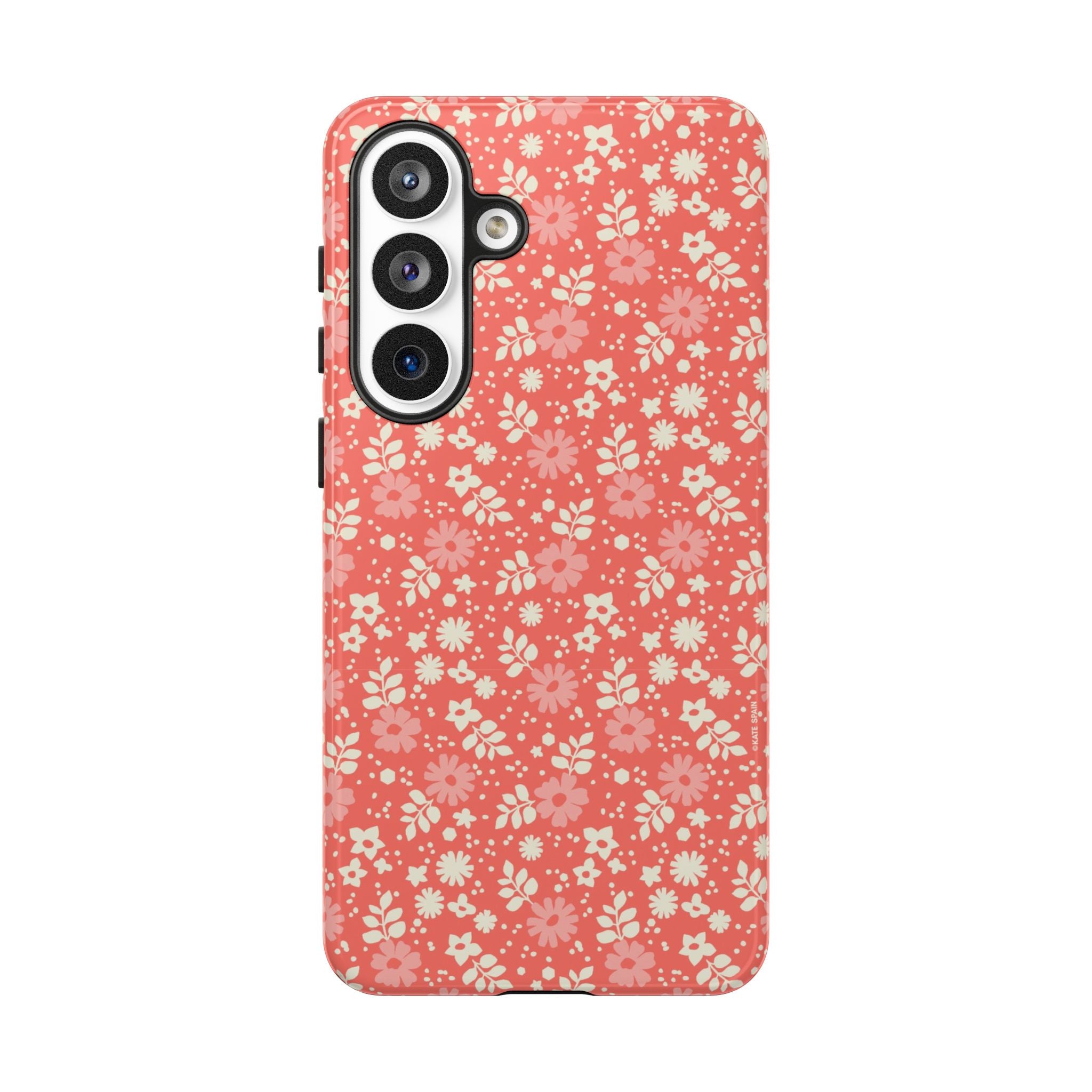 Petaline Samsung Galaxy S26 Plus Case – Glossy | coral, cream, pink ditsy floral print