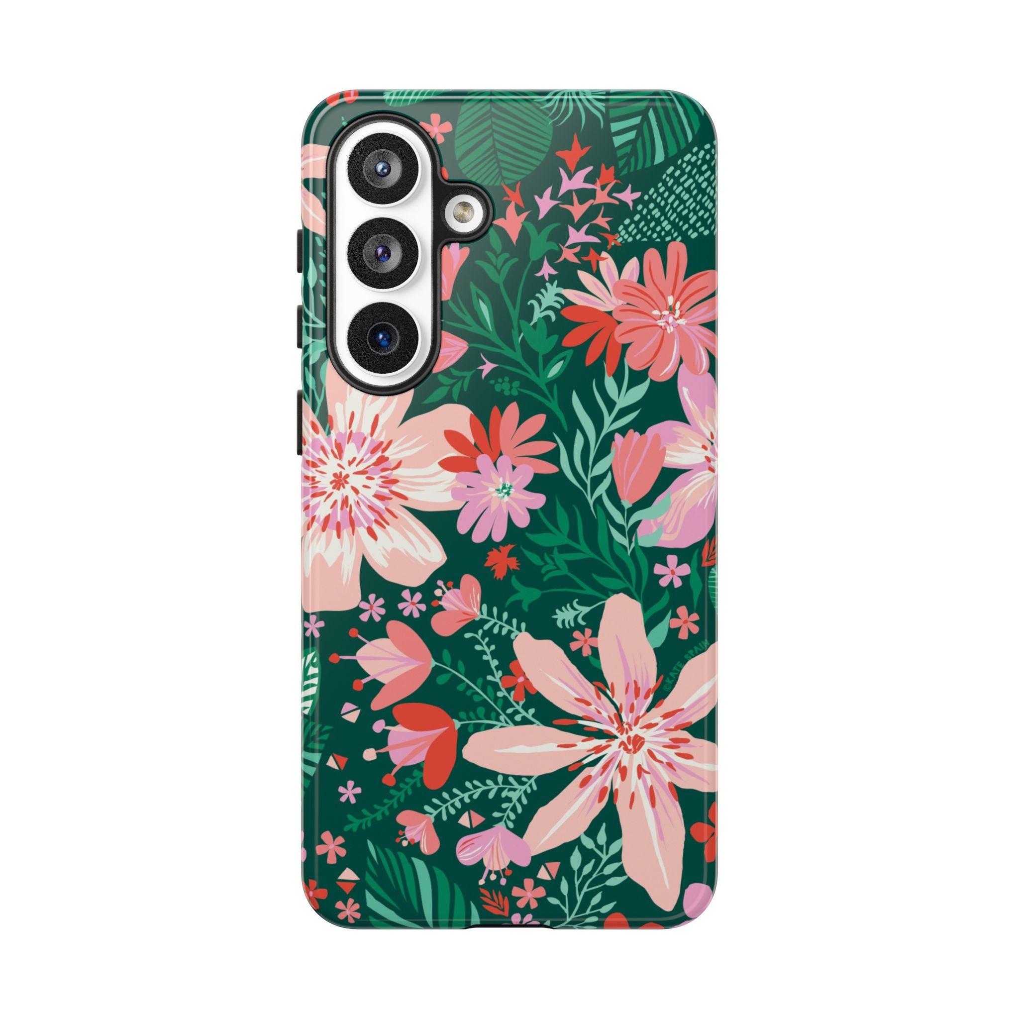 Tropical Bonaire Samsung Galaxy S26 Plus Case – Glossy | jade, pink, white tropical floral botanical print