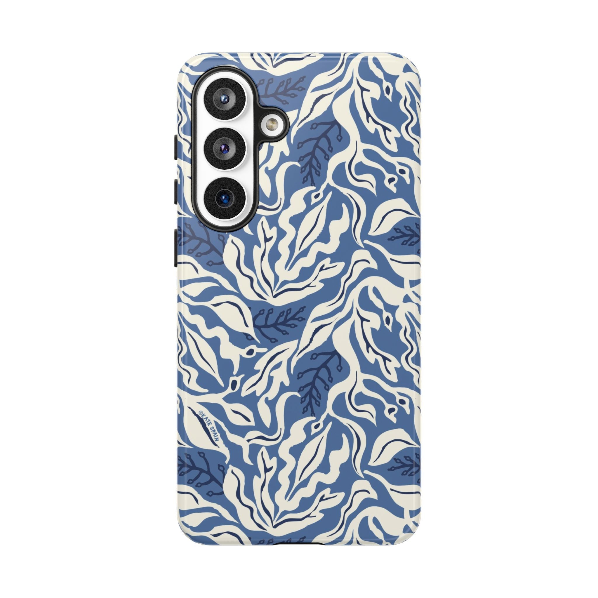 Luxury Ocean Tides Samsung Galaxy S26 Plus Case – Glossy | blue and white tidal bed ocean print