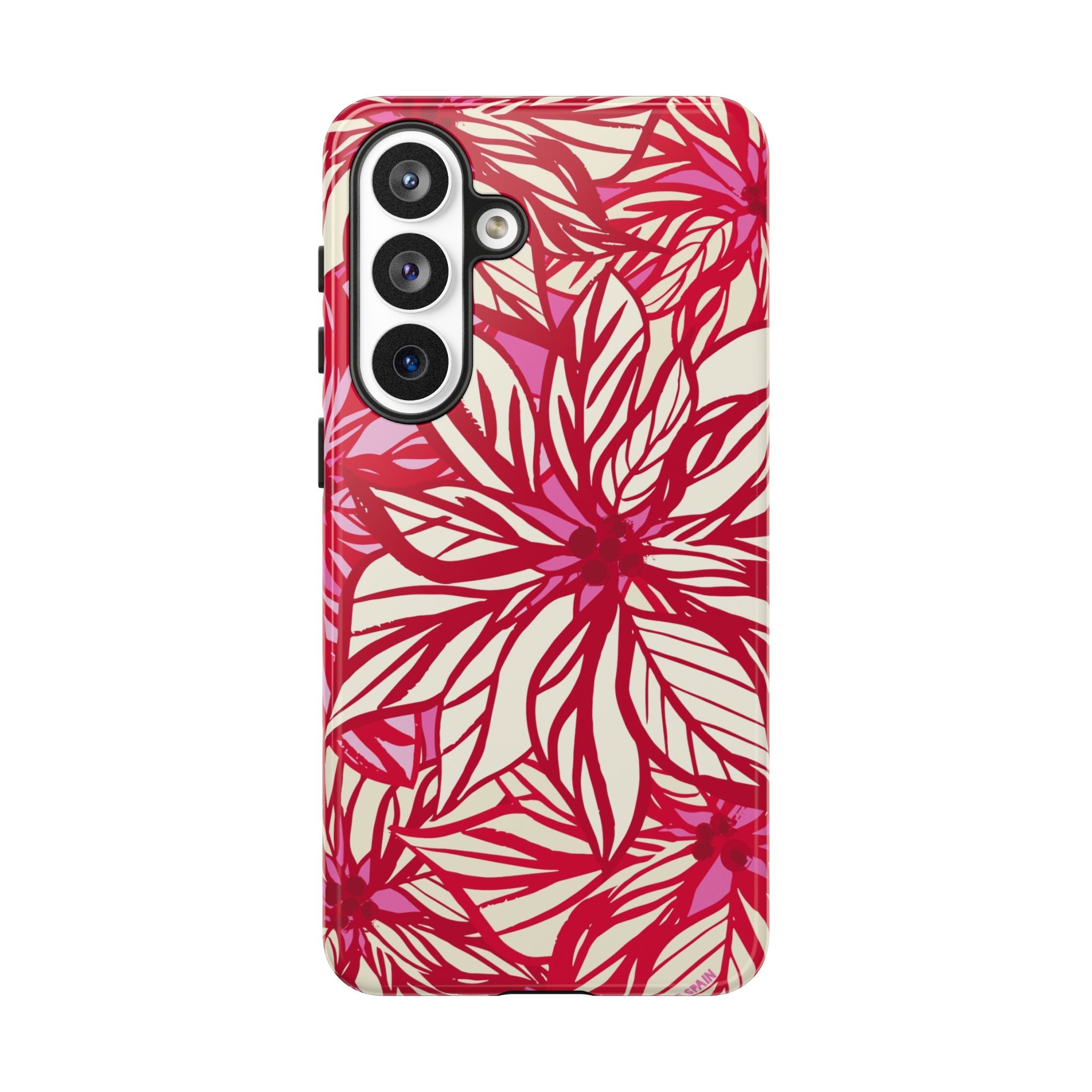 Poinsettia Samsung Galaxy S26 Plus Case – Glossy | cream, red, pink poinsettia botanical print