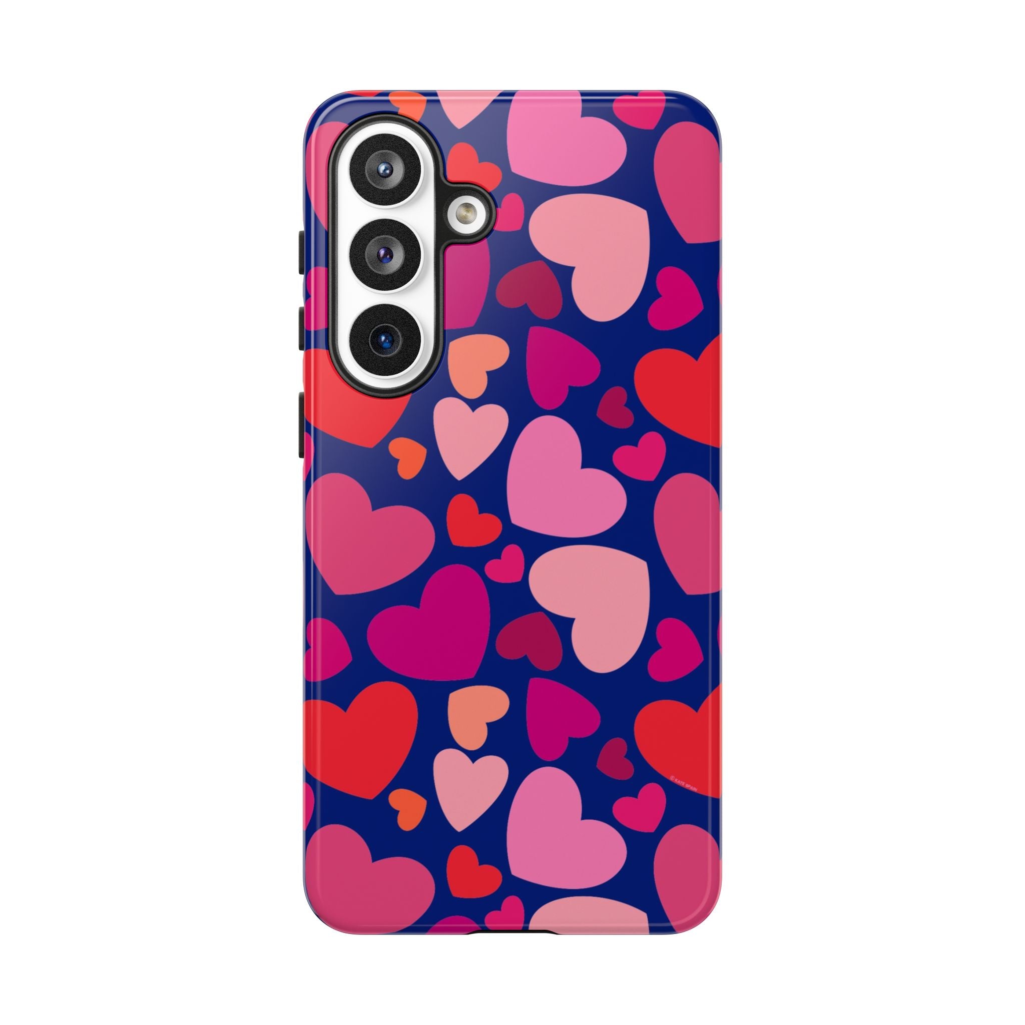 Hearts Samsung Galaxy S26 Plus Case – Glossy | navy, pink, blush, red heart print