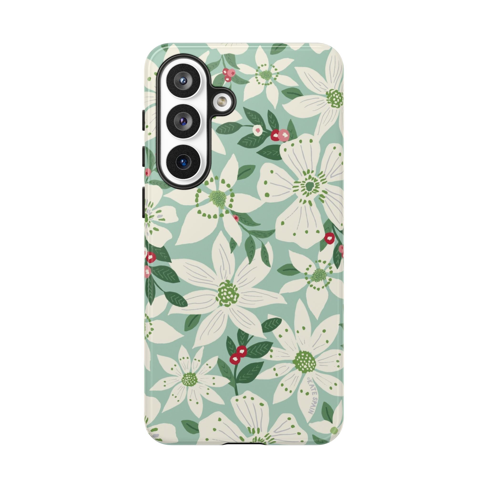 Gardenia Samsung Galaxy S26 Plus Case – Glossy | white, cream, green gardenia botanical print