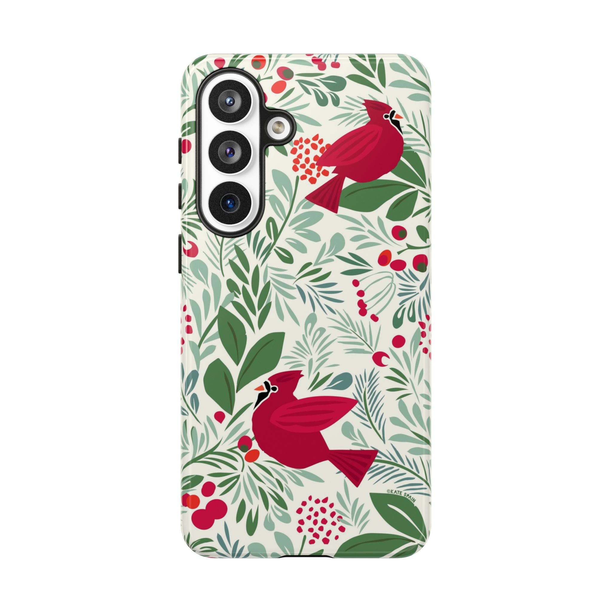 Birds and Berries Samsung Galaxy S26 Ultra Case – Matte | cream, red, green botanical cardinal berry print