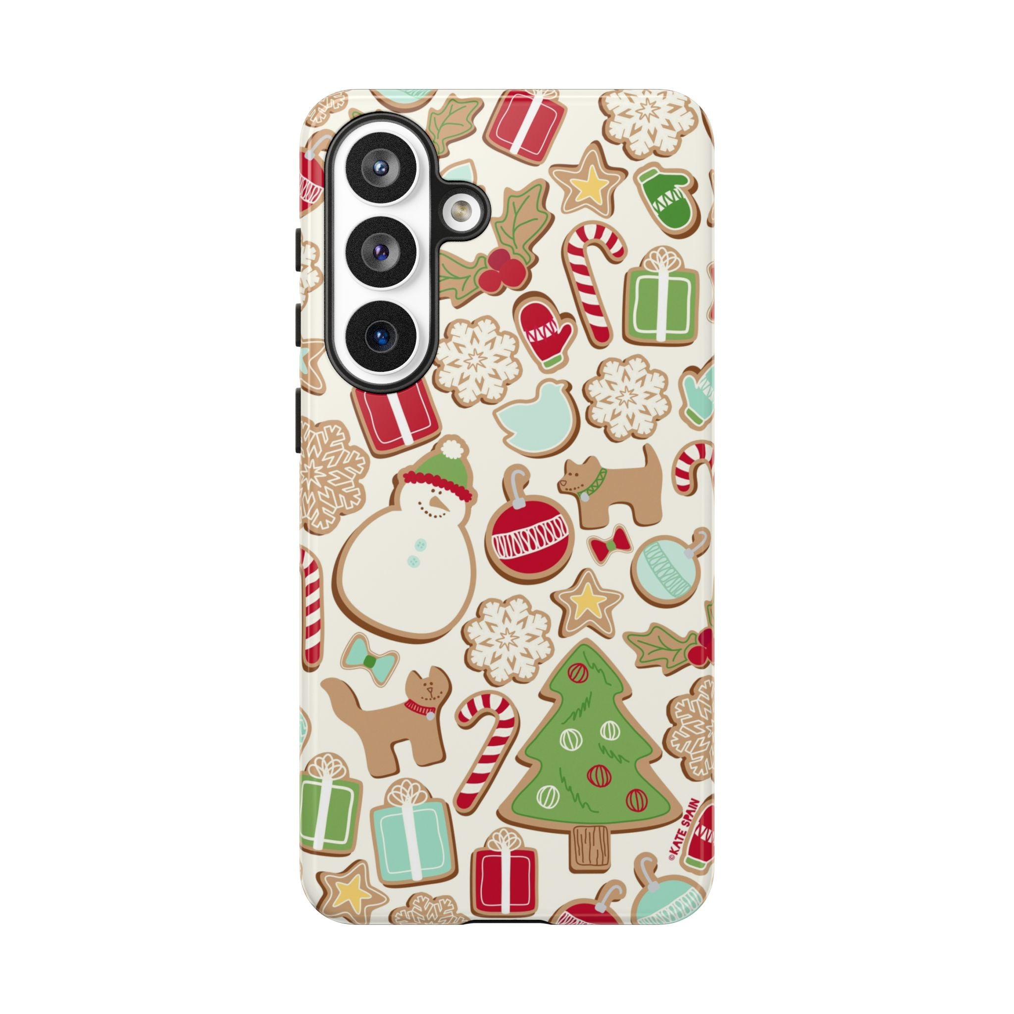 Gingerbread Cookies Samsung Galaxy S26 Ultra Case – Matte | cream, red, green gingerbread holiday cookie print