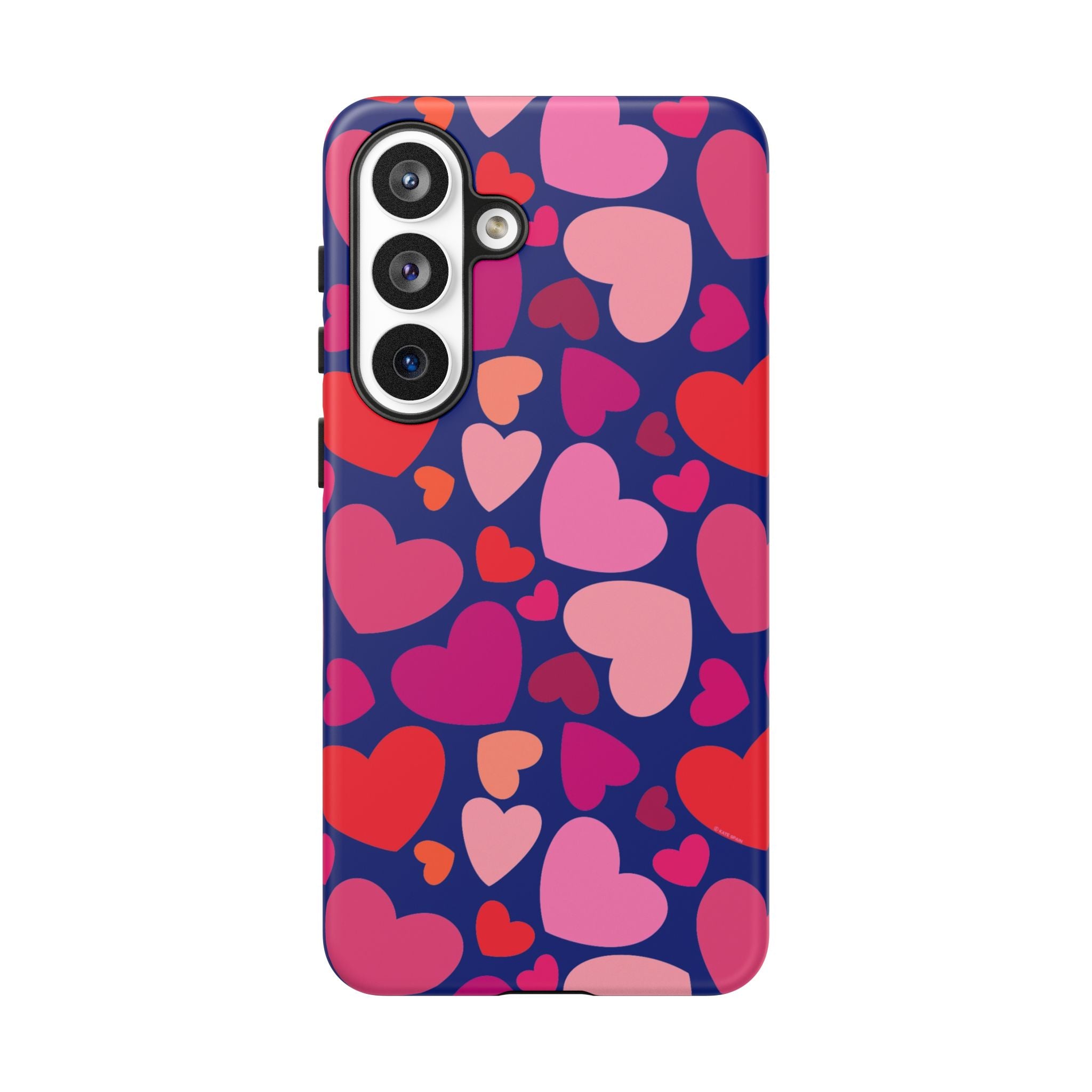 Hearts Samsung Galaxy S26 Plus Case – Matte | navy, pink, blush, red heart print