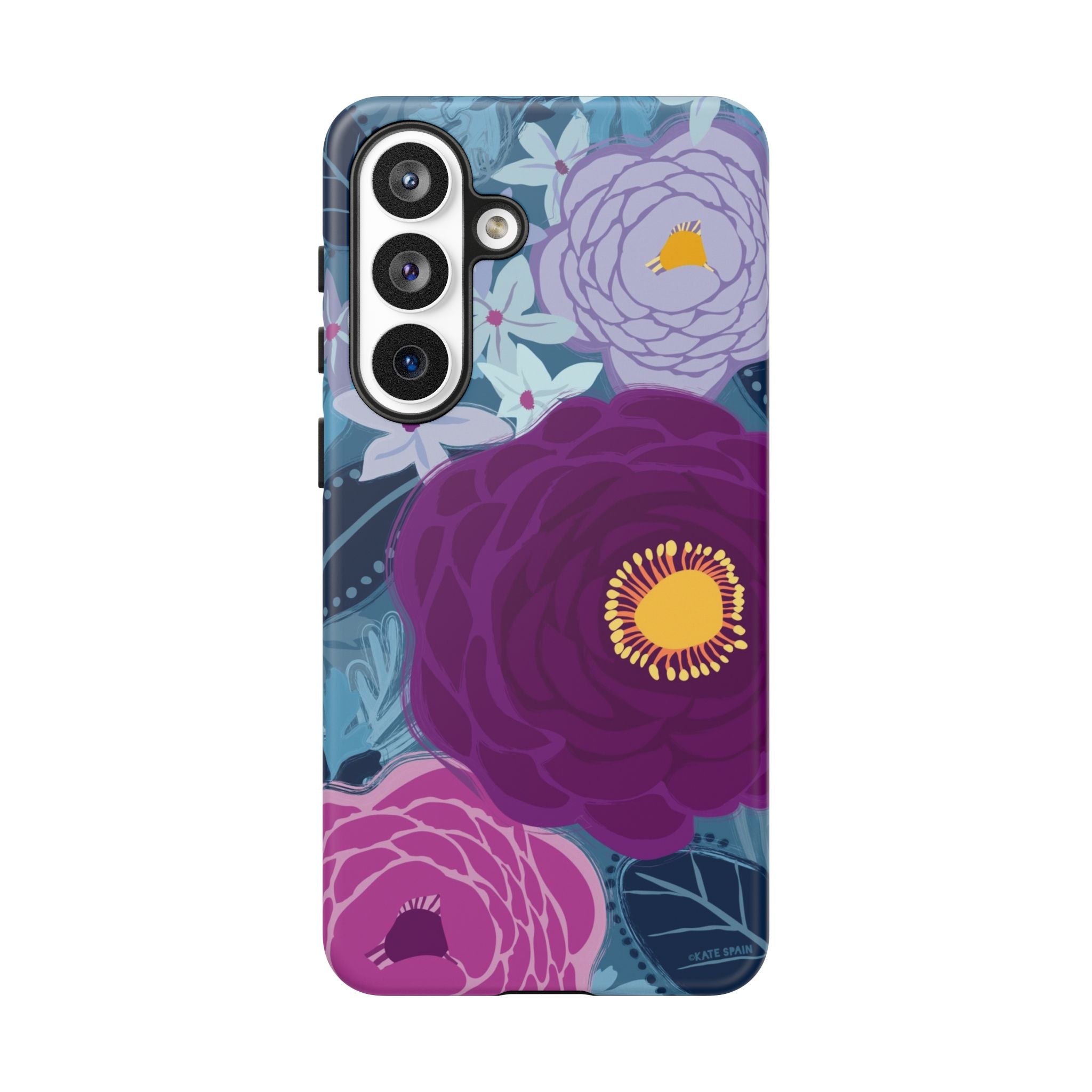 Luxury Bloomerie Samsung Galaxy S26 Plus Case – Matte | navy, purple, magenta botanical peony floral print

