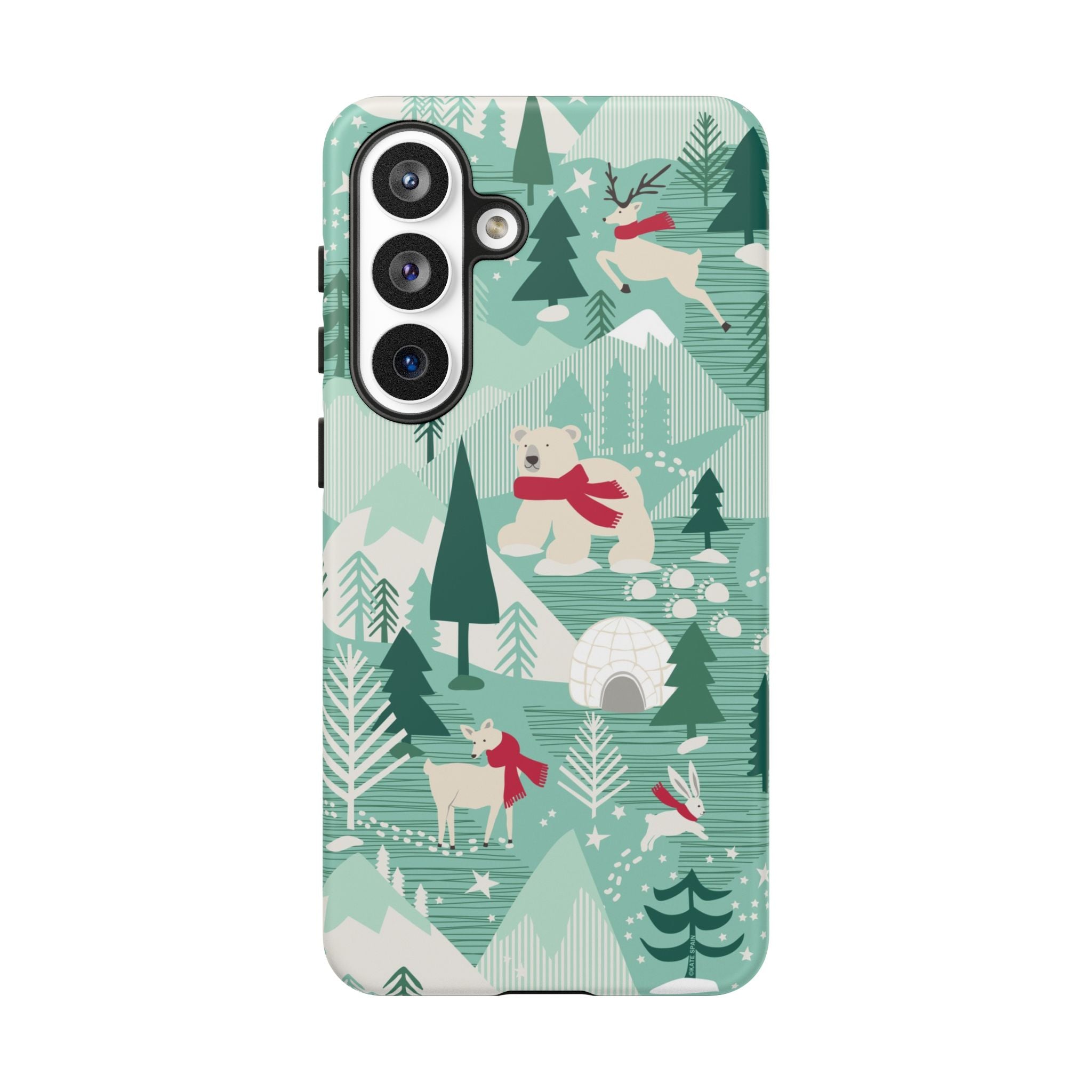 Arctica Winter Samsung Galaxy S26 Plus Case – Matte | aqua, evergreen, white, animal frolic winter wonderland print