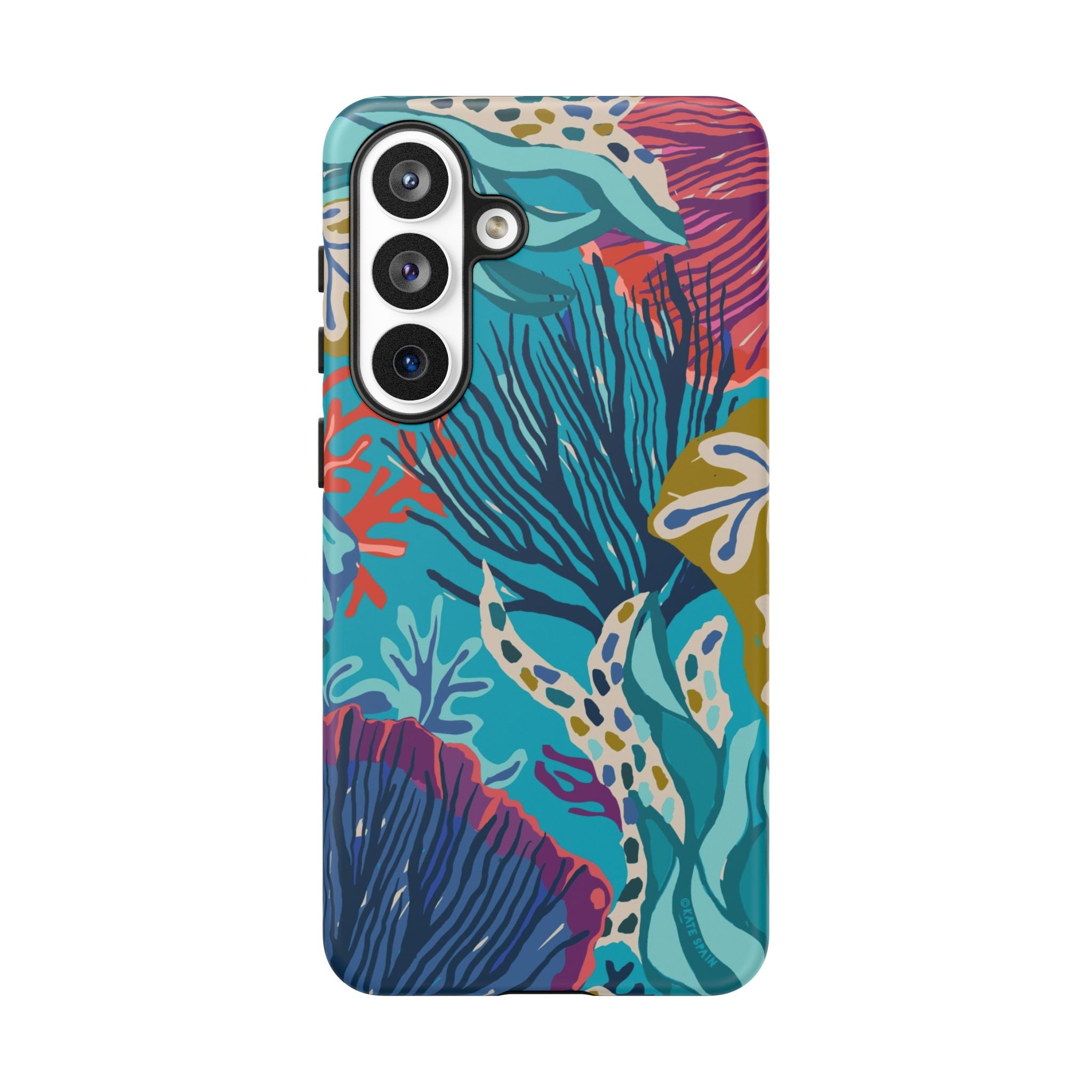 Luxury Reef Samsung Galaxy S26 Plus Case – Matte | teal, navy, magenta, olive coral reef print