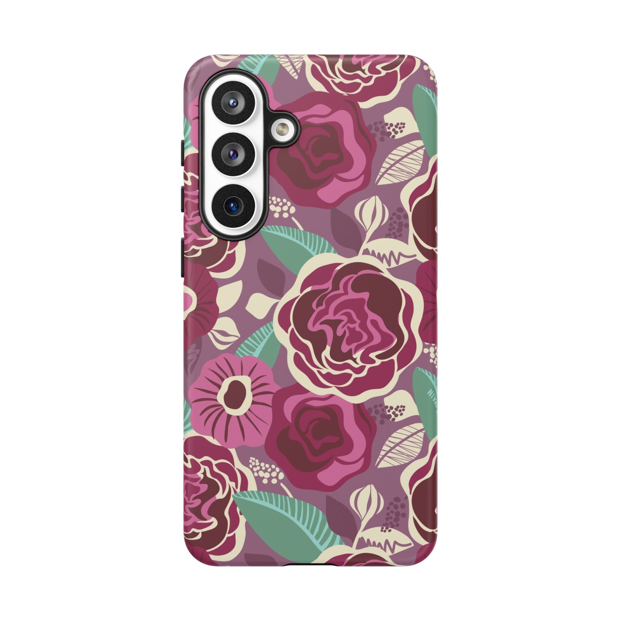 Luxury Tea Rose Burgundy Samsung Galaxy S26 Plus Case – Matte | burgundy, magenta, plum botanical rose floral print