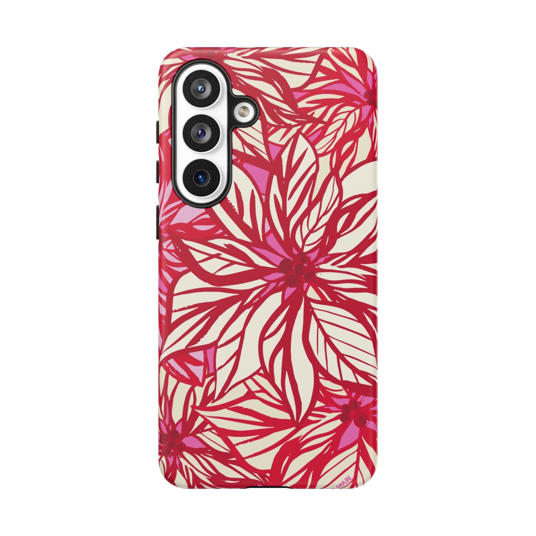 Poinsettia Samsung Galaxy S26 Plus Case – Matte | cream, red, pink poinsettia botanical print