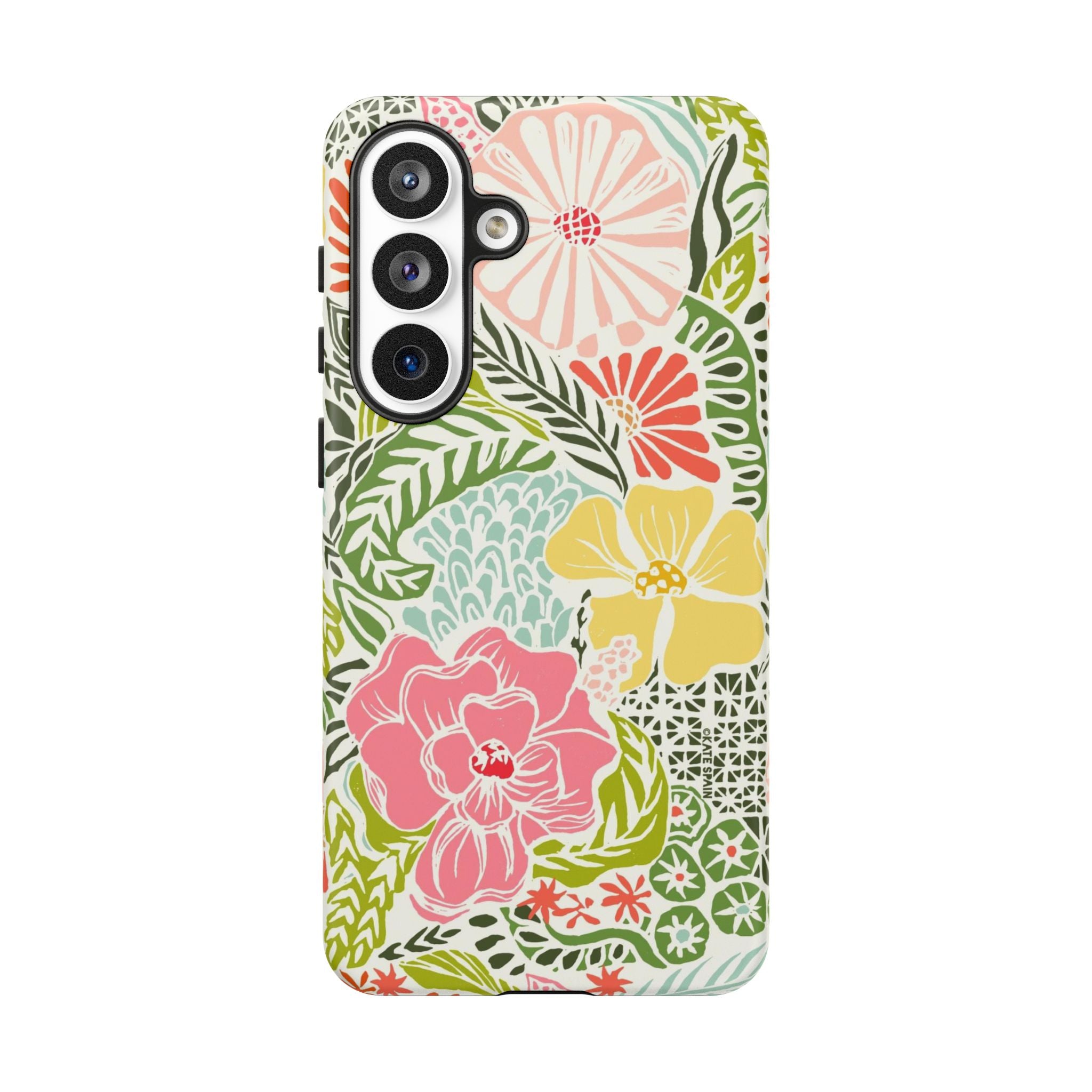 Cute Tropica Samsung Galaxy S26 Plus Case – Matte | cream, pink, yellow, blue botanical floral print