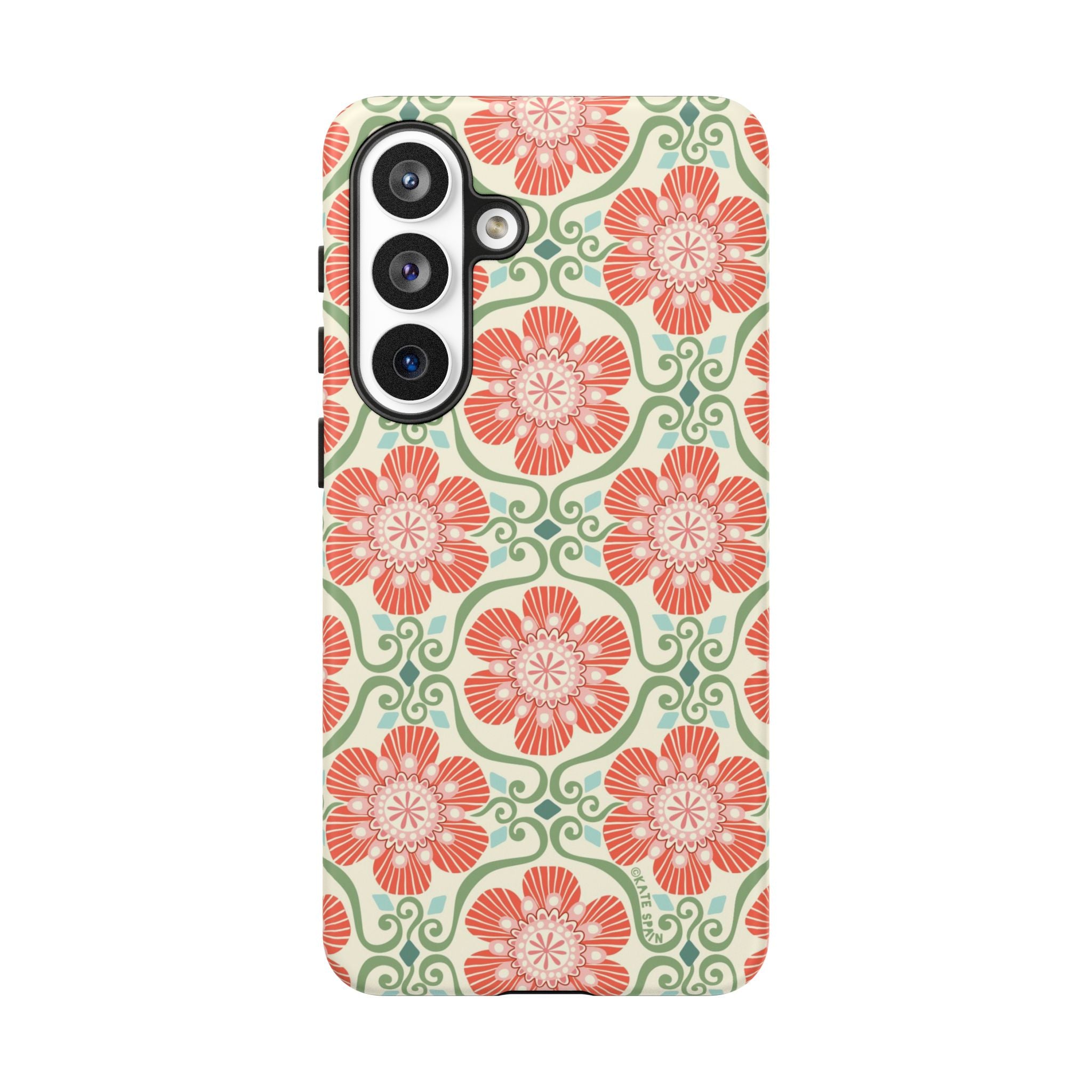 Luxury Barcelona Flowers Samsung Galaxy S26 Plus Case – Matte | cream, coral, sage botanical floral print