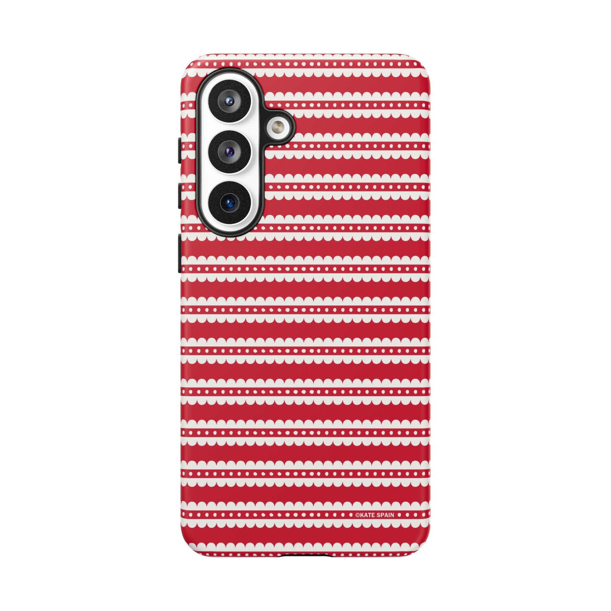 Candy Cane Stripe Samsung Galaxy S26 Plus Case – Matte | red, cream scalloped candy cane stripe print