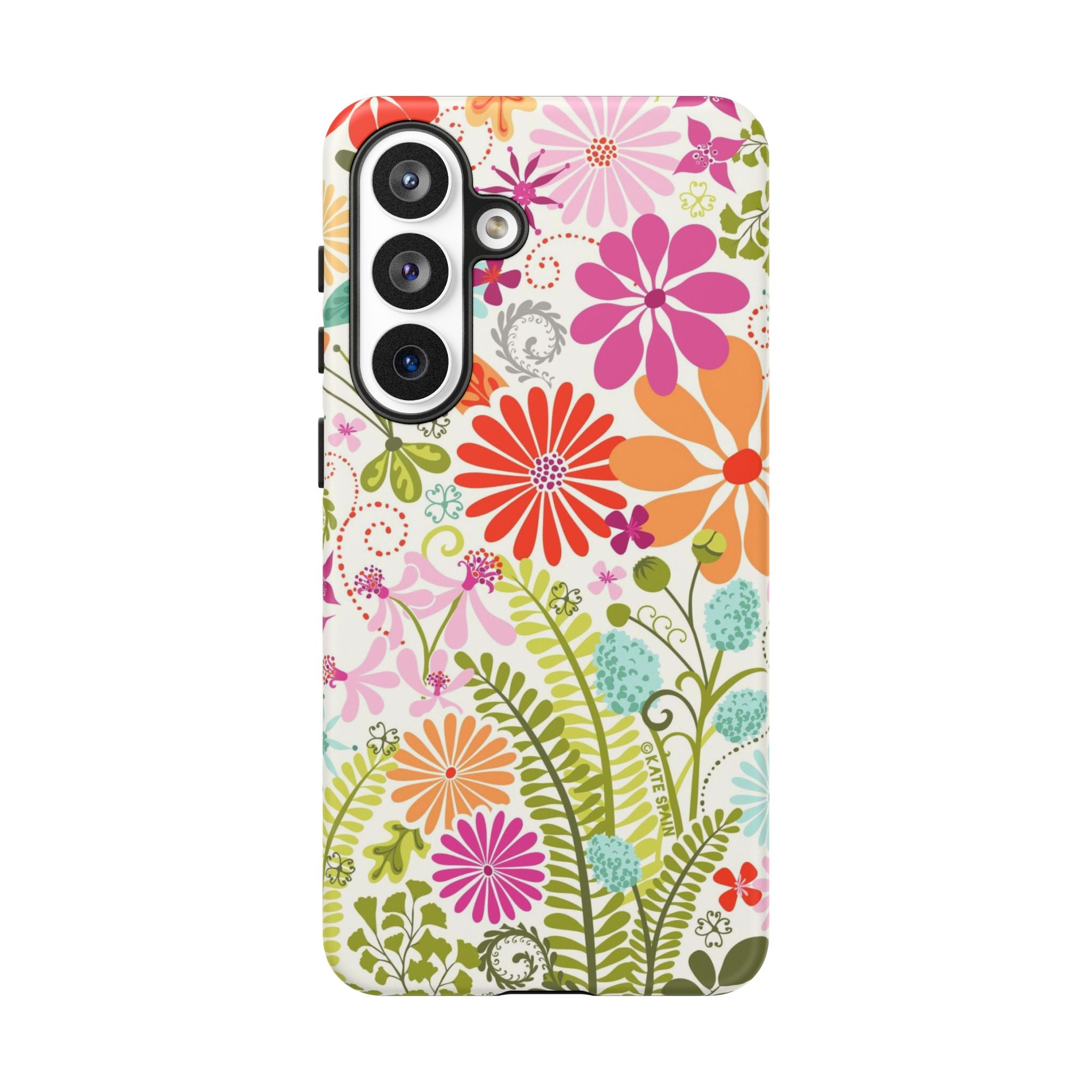 Luxury Terrain Samsung Galaxy S26 Plus Case – Matte | white, magenta, coral botanical woodland floral print 