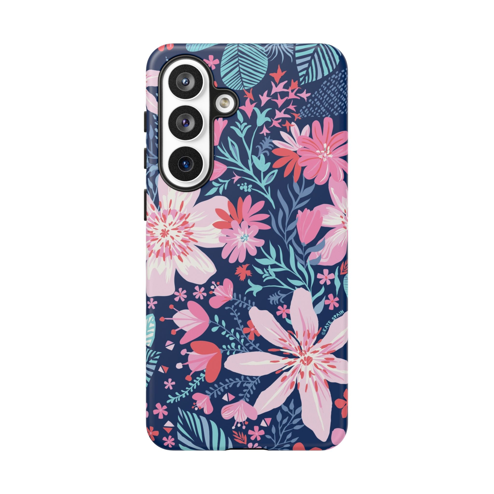Tropical Bonaire Samsung Galaxy S26 Plus Case – Matte | navy, pink, white tropical floral botanical print