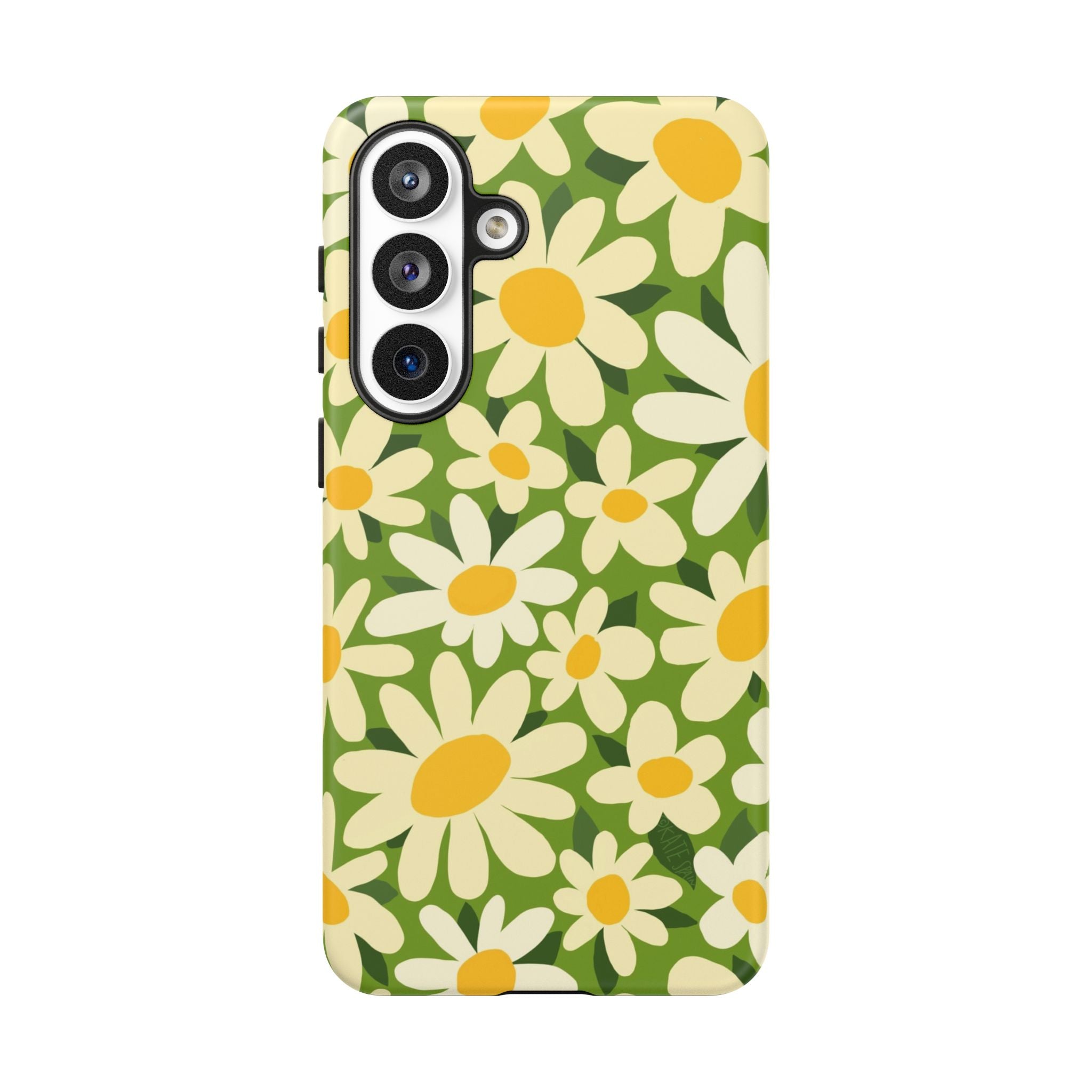 Luxury Shasta Samsung Galaxy S26 Plus Case – Matte | green, white, yellow daisy floral print