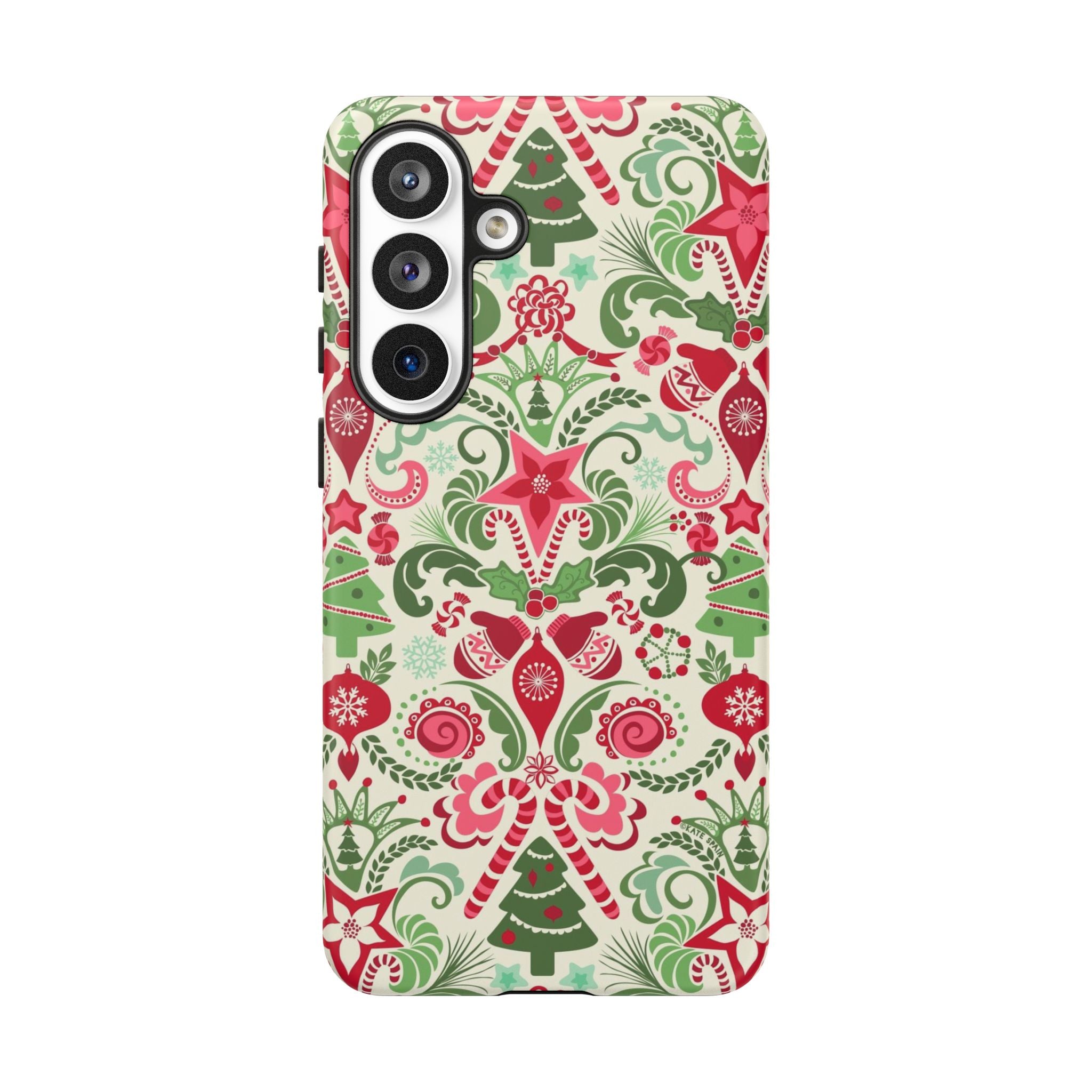 Luxury Wonderland Samsung Galaxy S26 Plus Case – Matte | cream, red, green ornate damask Christmas floral print