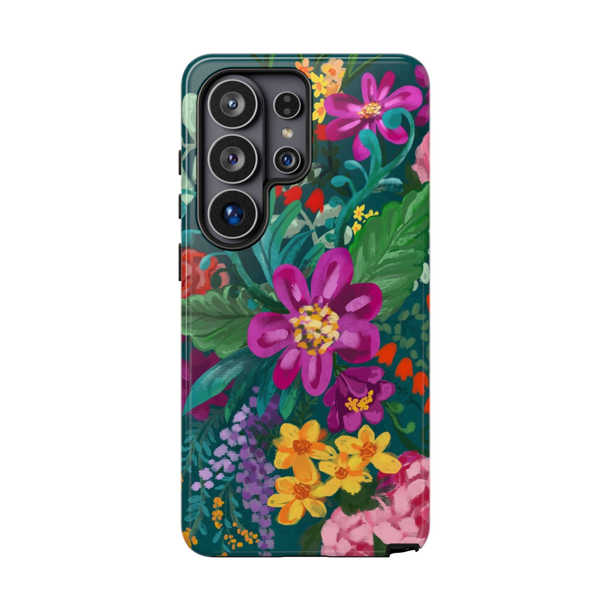 Tropical Posy Samsung Galaxy S26 Ultra Case – Glossy | teal, magenta, yellow, pink vibrant botanical floral print