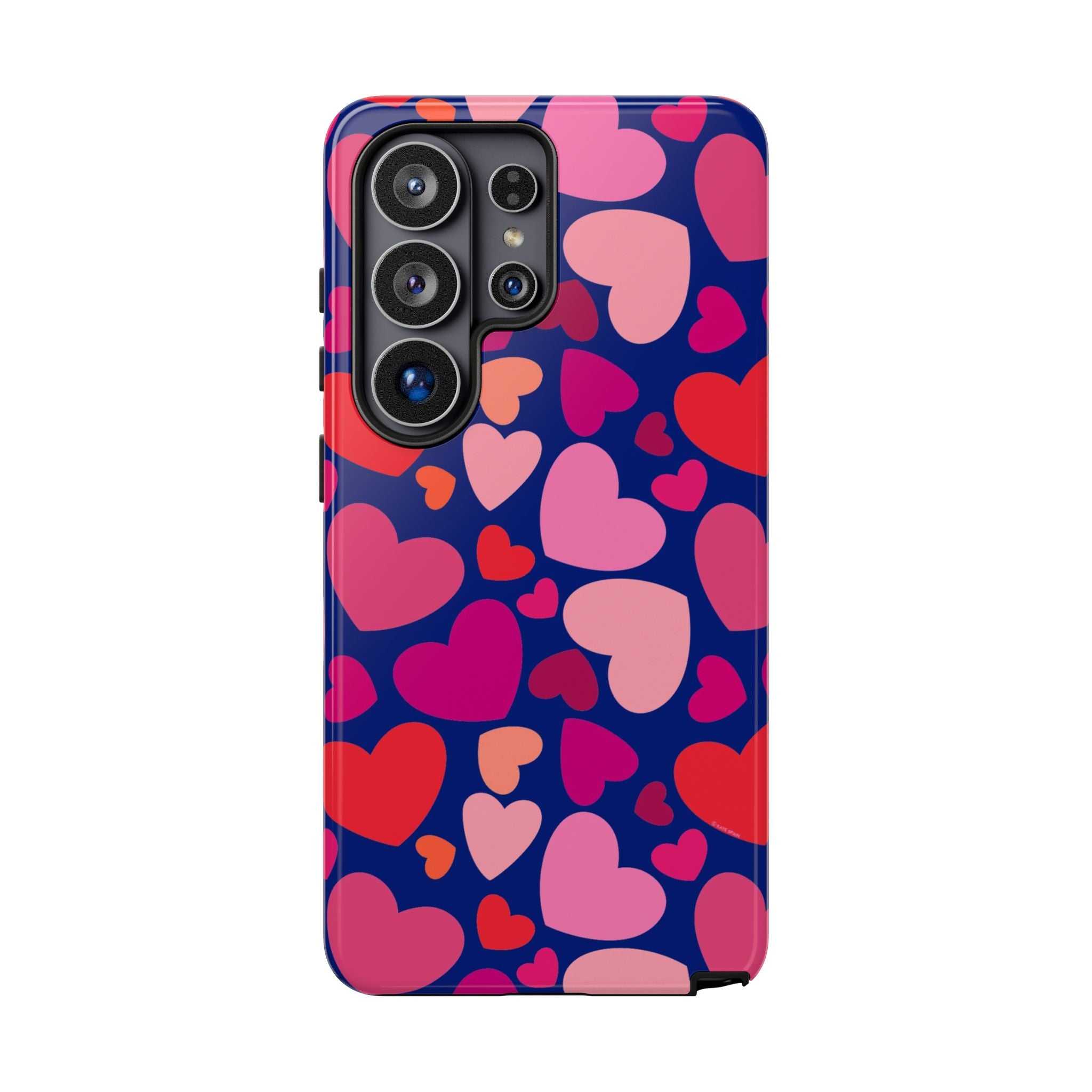 Hearts Samsung Galaxy S26 Ultra Case – Glossy | navy, pink, blush, red heart print