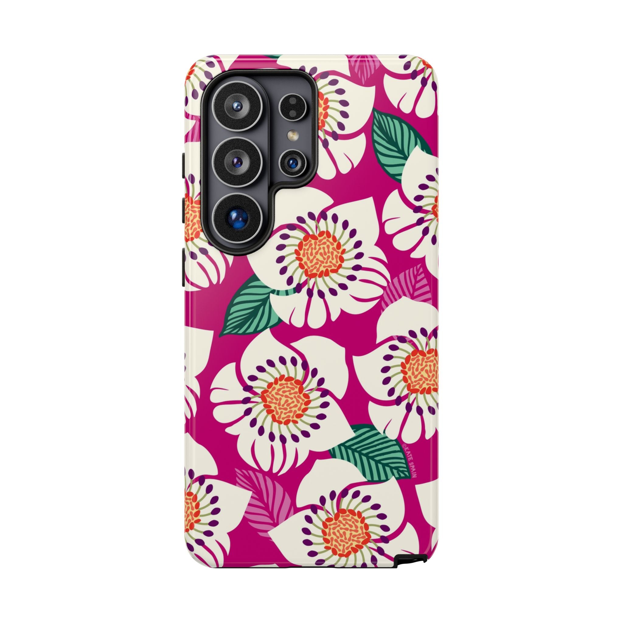 Artistic Panache Samsung Galaxy S26 Ultra Case – Glossy | berry, cream white, peach anemone floral print