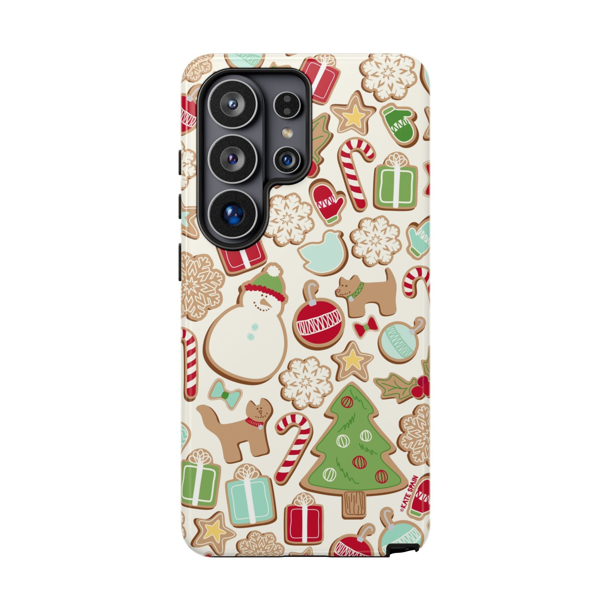 Gingerbread Cookies Samsung Galaxy S23 Plus Case – Matte | cream, red, green gingerbread holiday cookie print