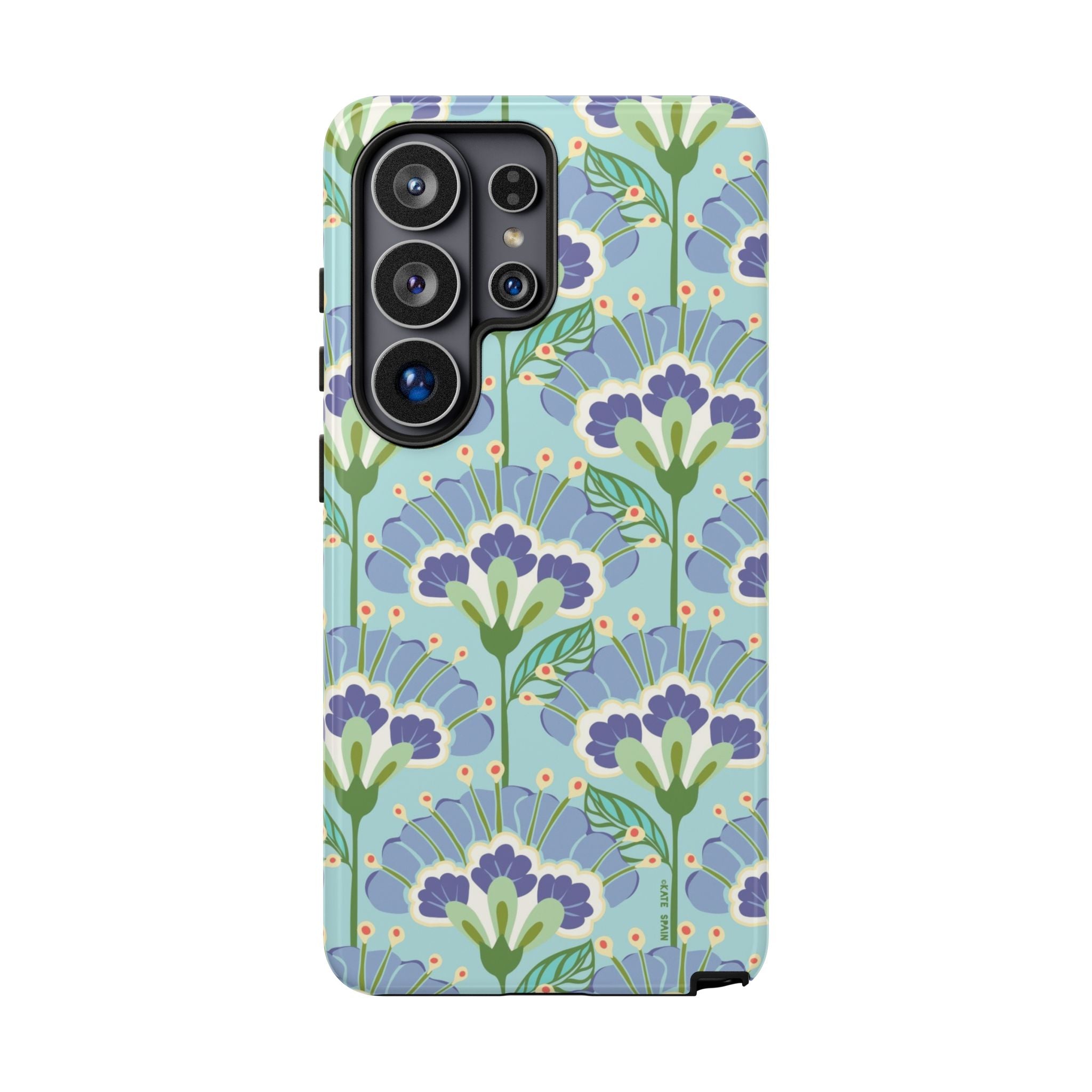  Lantern Flower Samsung Galaxy S26 Ultra Case – Glossy | light blue, lavender, lime green floral print 