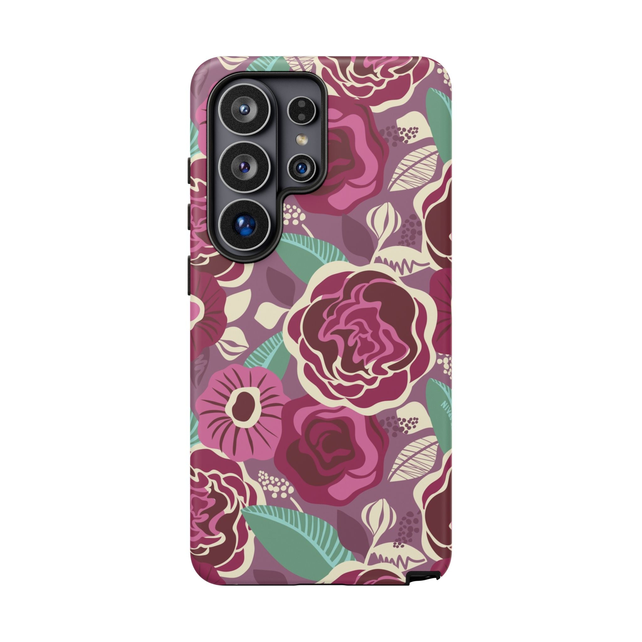 Luxury Tea Rose Burgundy Samsung Galaxy S26 Ultra Case – Matte | burgundy, magenta, plum botanical rose floral print