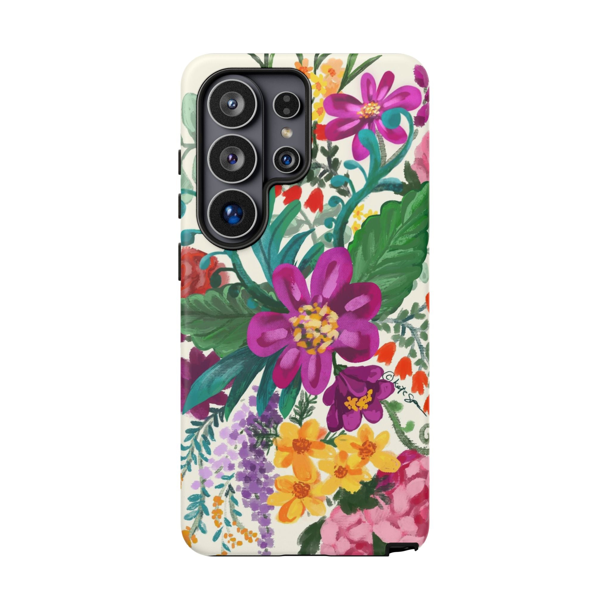 Tropical Posy Samsung Galaxy S26 Ultra Case – Matte | white, magenta, yellow, purple vibrant botanical floral print