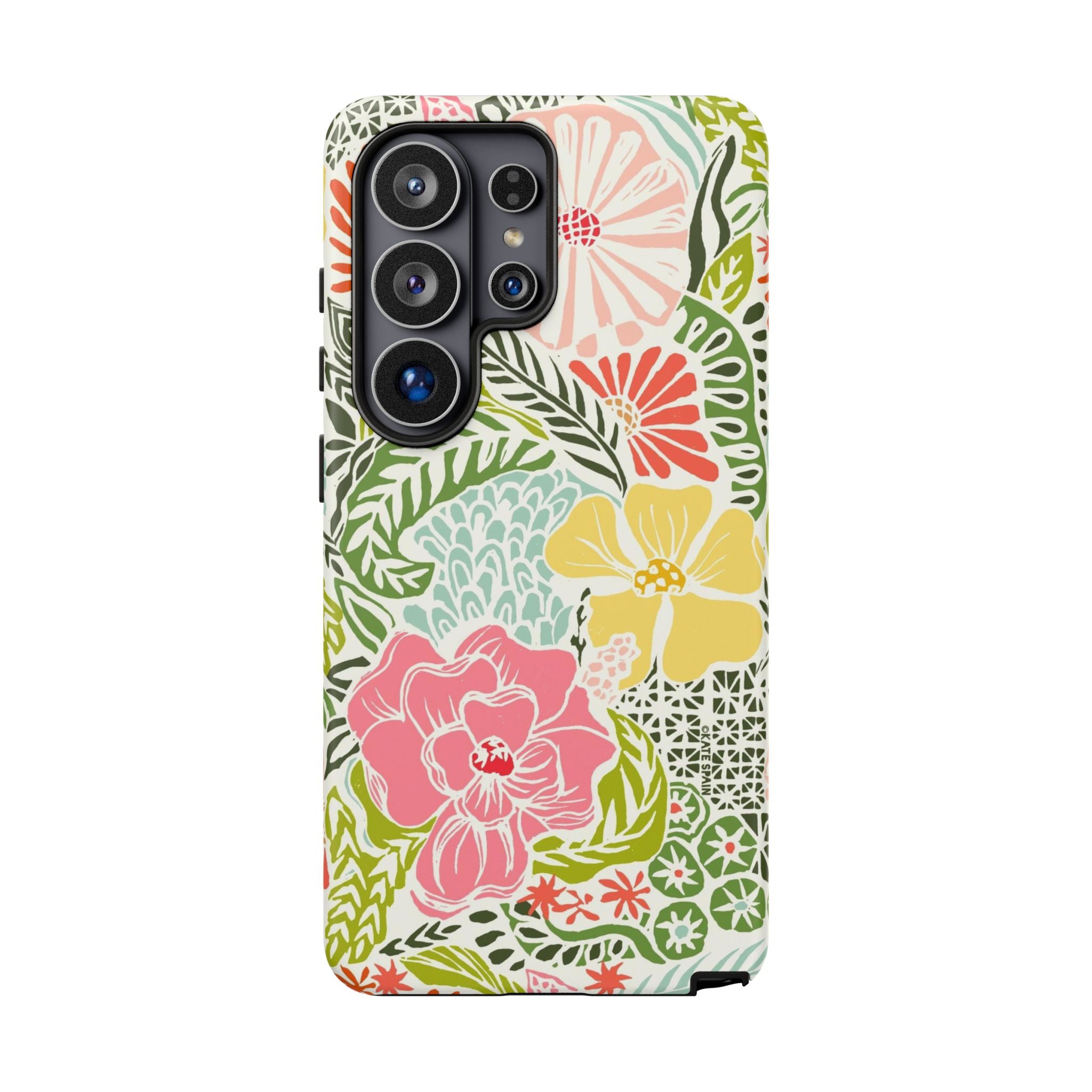 Cute Tropica Samsung Galaxy S26 Ultra Case – Matte | cream, pink, yellow, blue botanical floral print